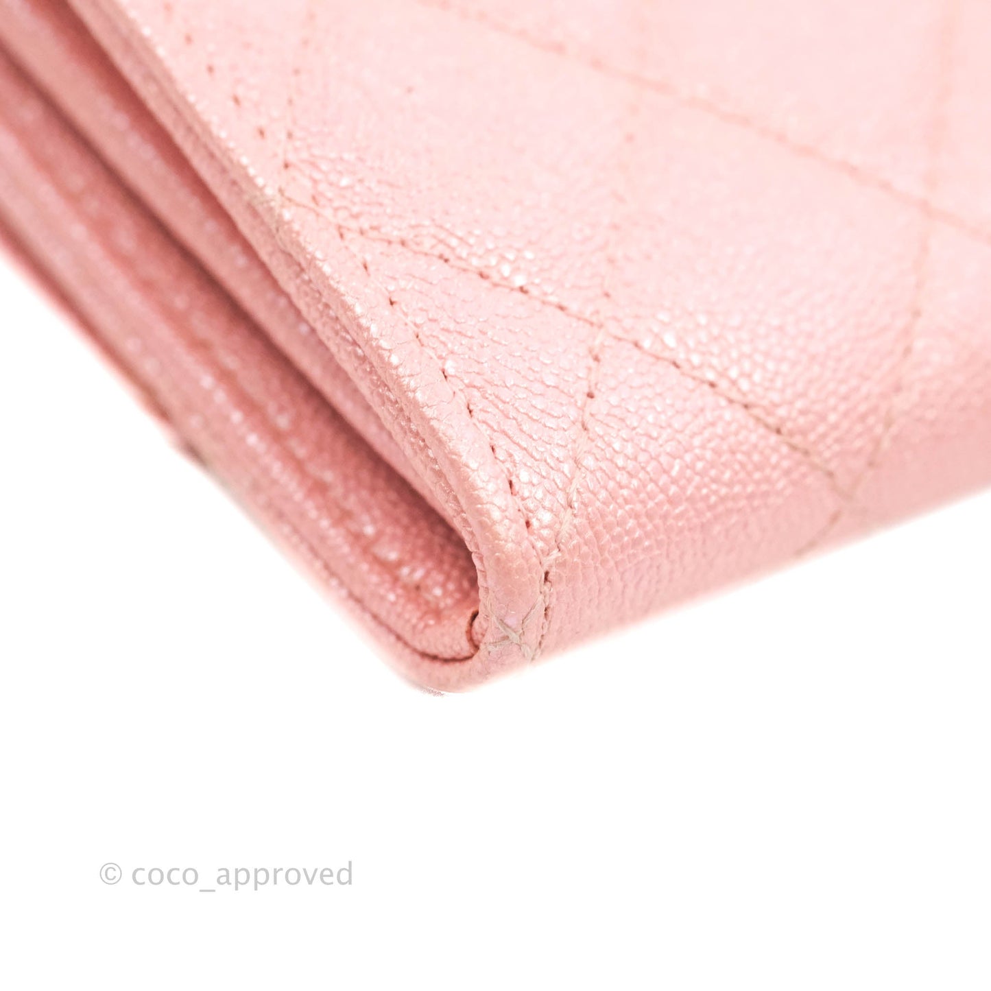 Chanel Mini Quilted Wallet On Chain WOC Caviar Iridescent Pink Gold Hardware 19S