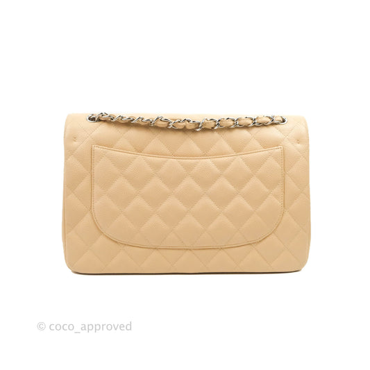 Chanel Jumbo Double Flap Beige Caviar Silver Hardware⁣⁣