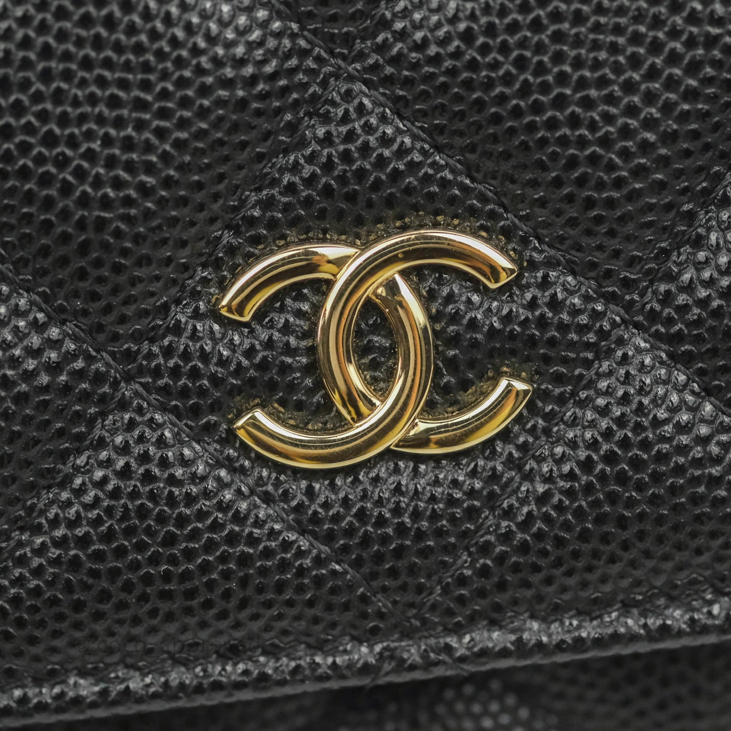Chanel Quilted WOC Black Caviar Gold Hardware With Charms
