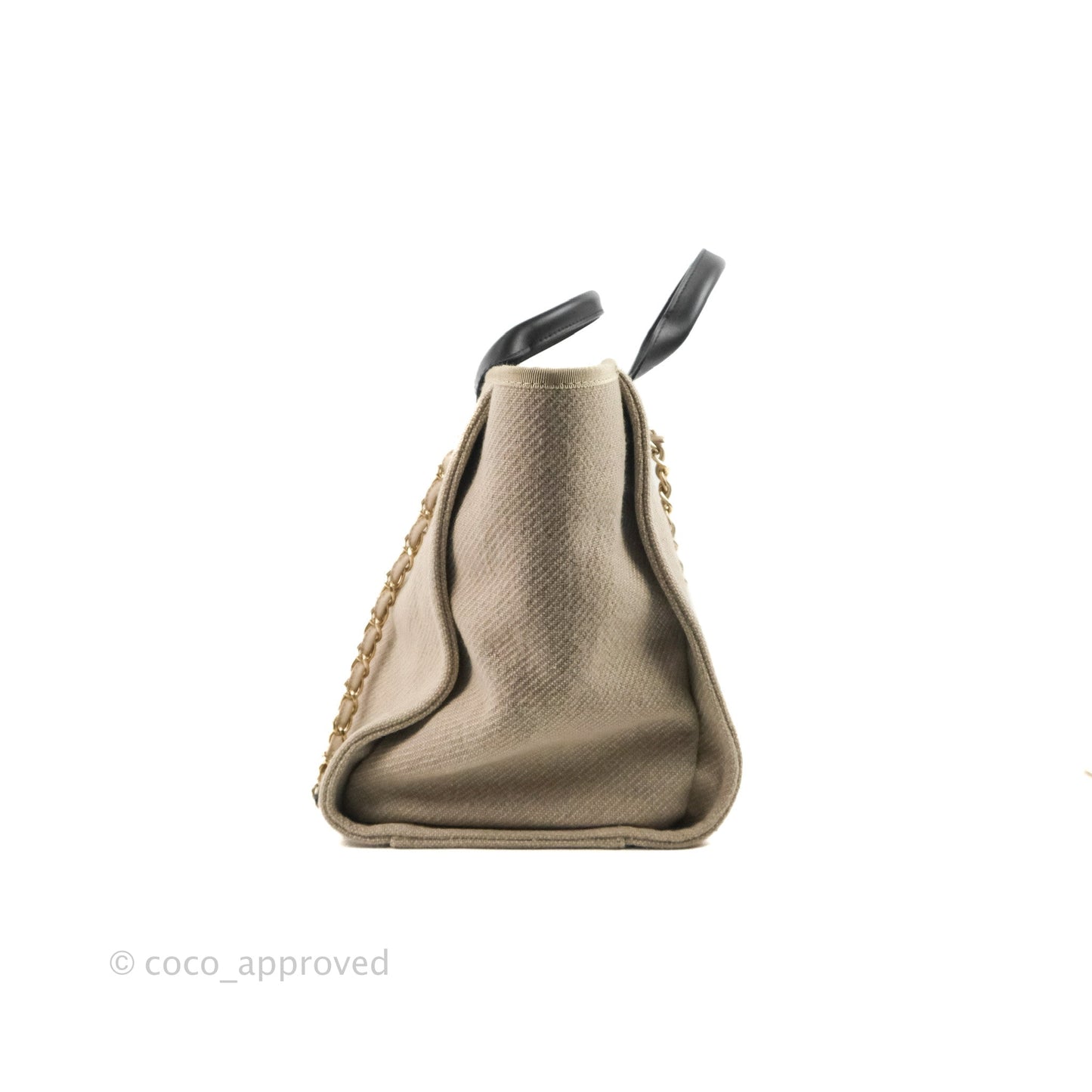 Chanel Large Deauville Black/Taupe Canvas