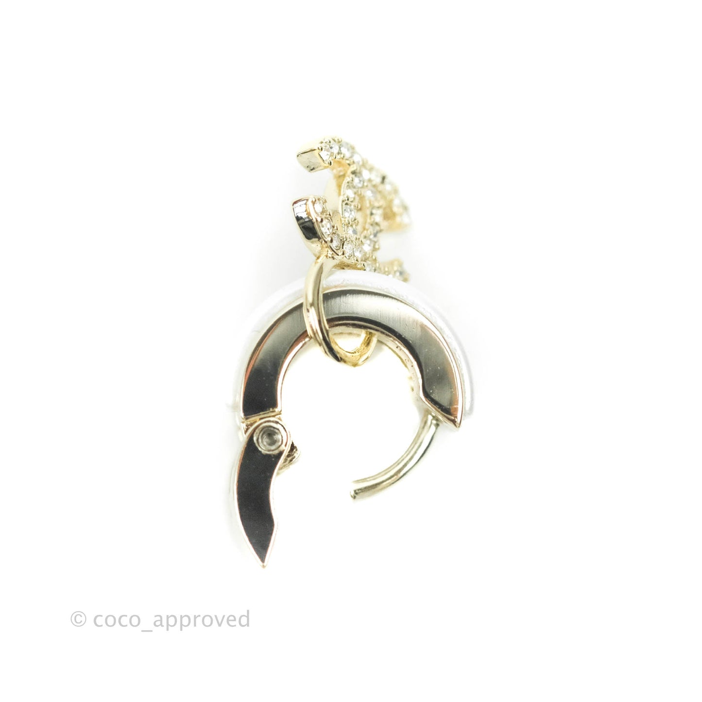 Chanel CC Crystal Earrings Gold Tone