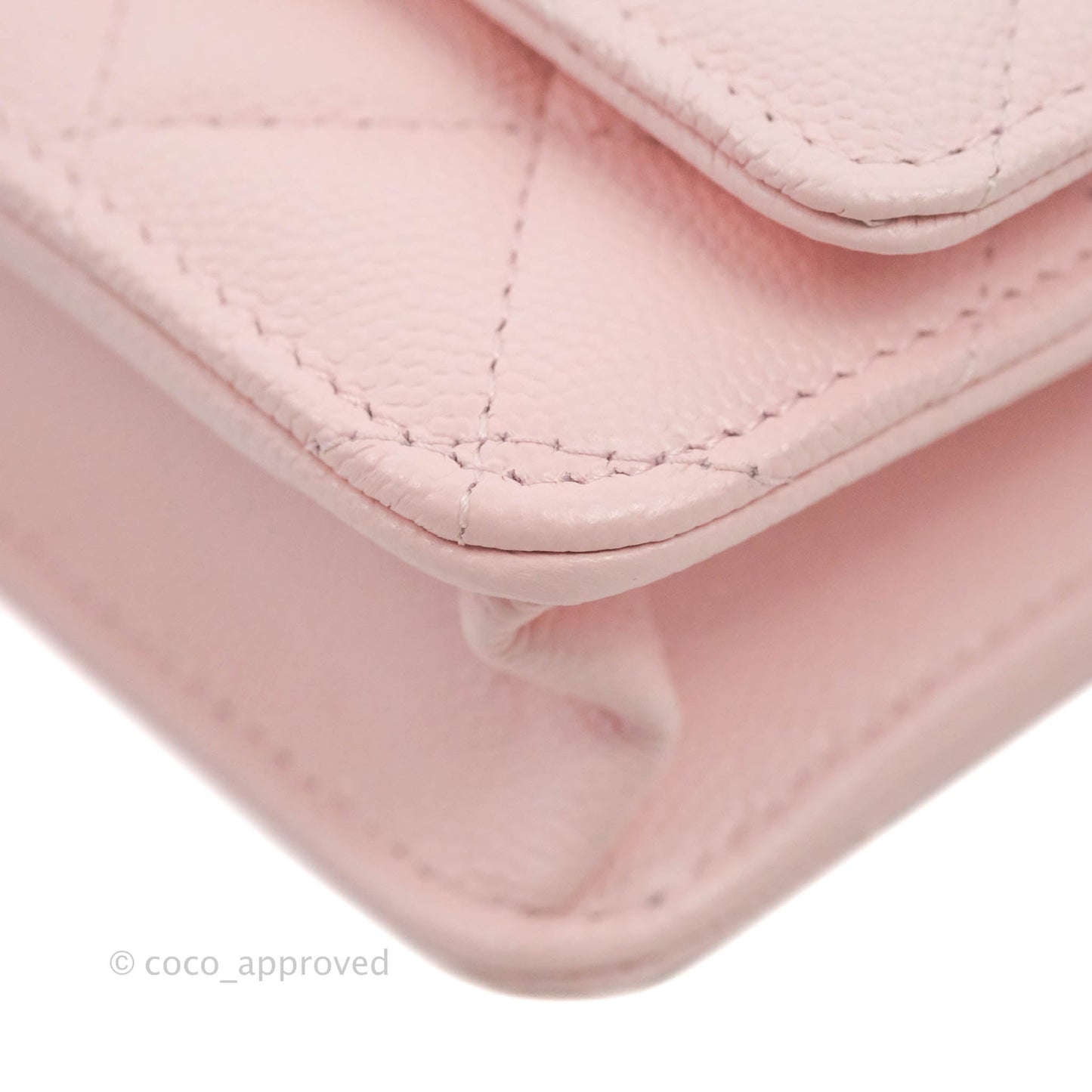 Chanel Quilted Wallet on Chain WOC Crystal Braided CC Light Pink Caviar Gold Hardware