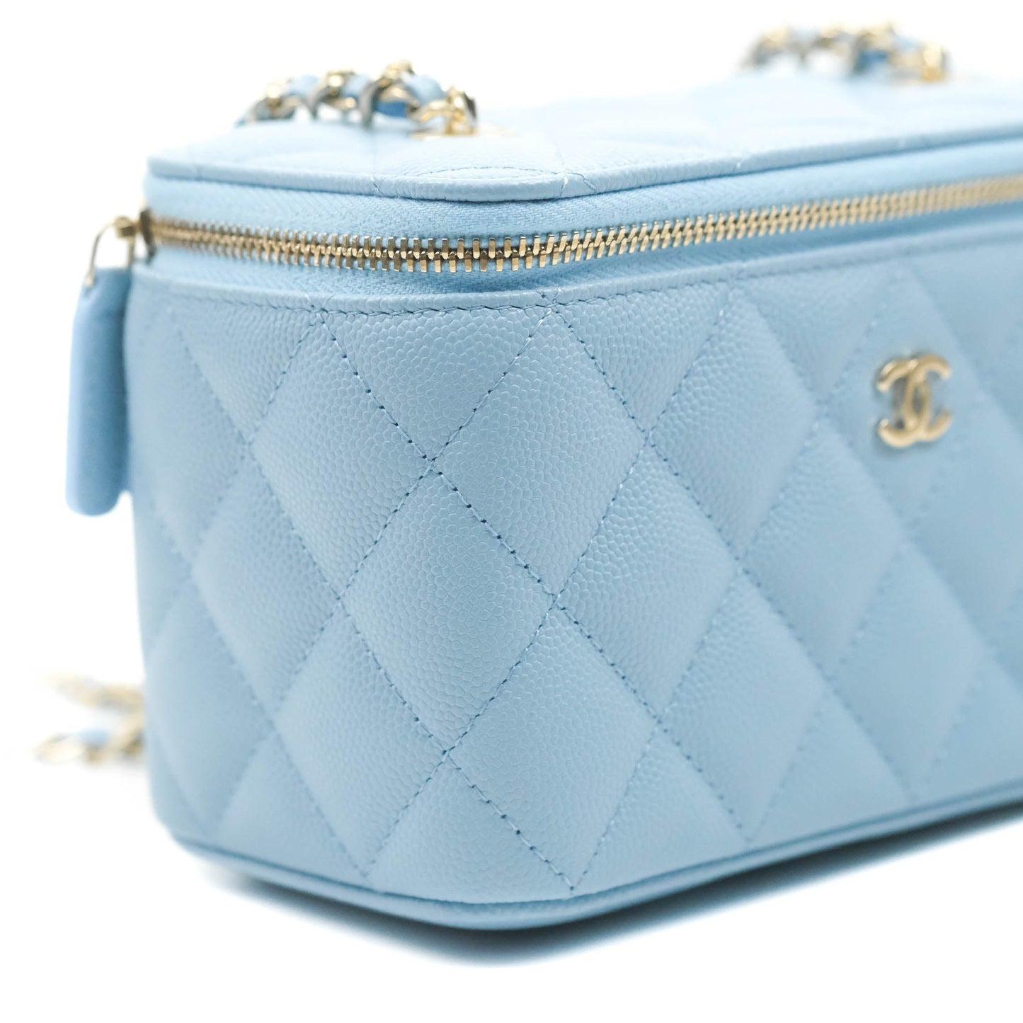 Chanel Vanity with Chain Blue Caviar Gold Hardware 22S