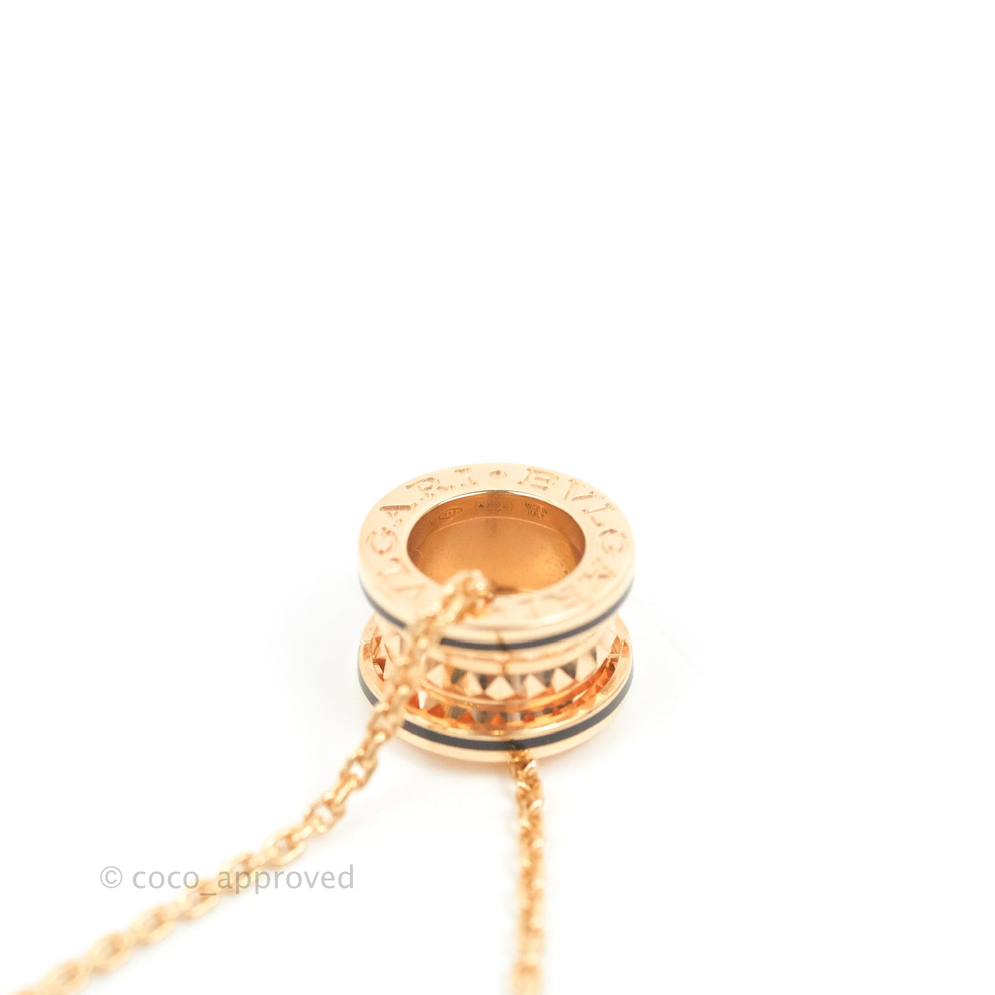 Bvlgari Zero1 Necklace Black Ceramic 18K Rose Gold