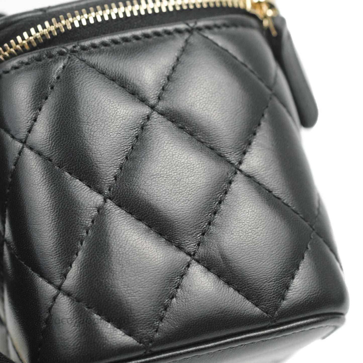 Chanel Vanity with Adjustable Chain Black Lambskin Aged Gold Hardware 22K