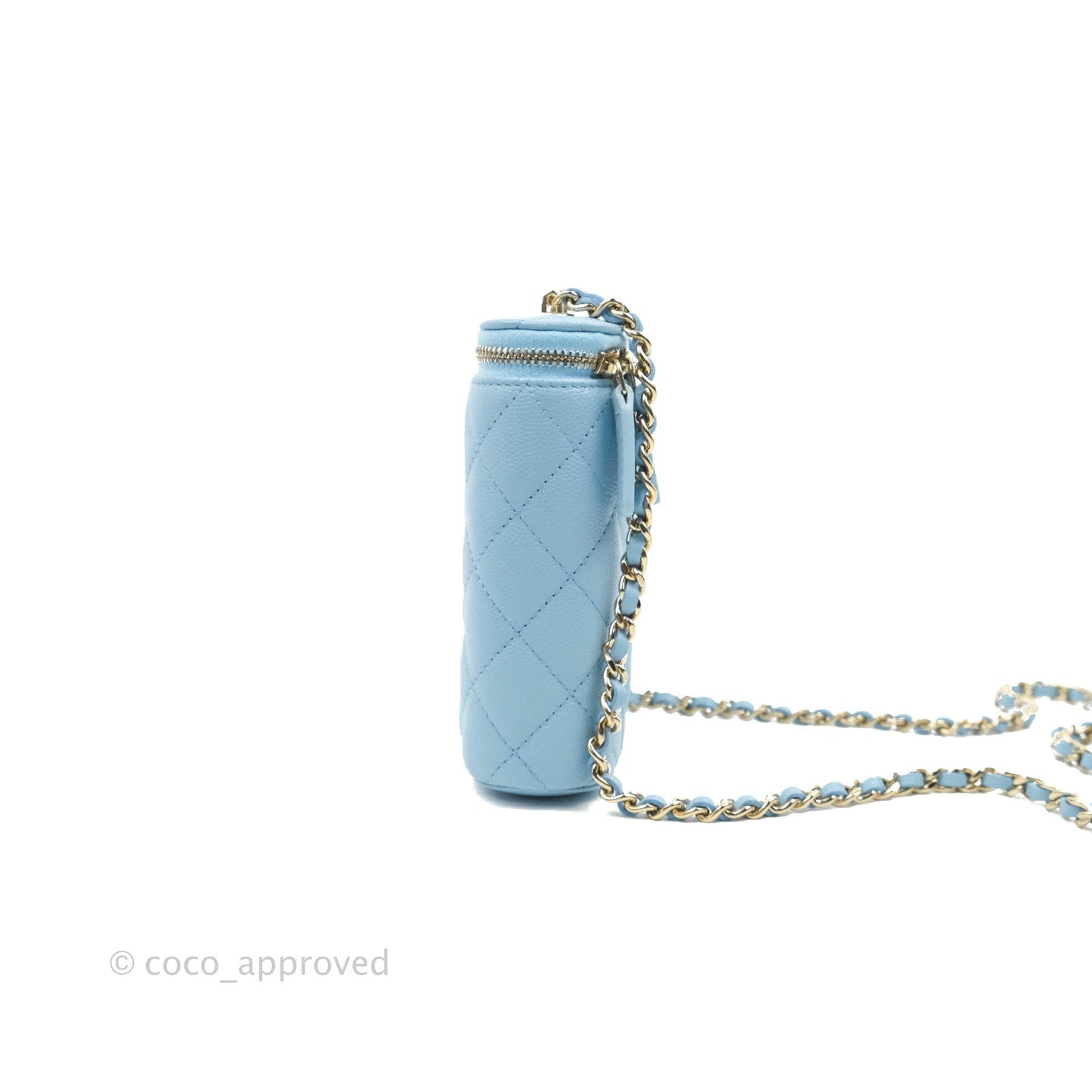 Chanel Classic Mini Vanity With Chain Blue Caviar Gold Hardware