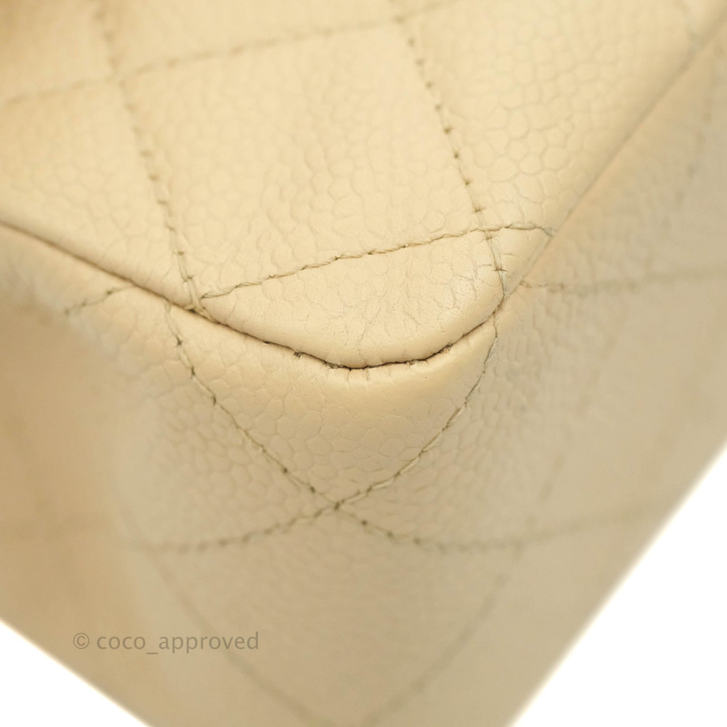 Chanel Classic Medium Flap Quilted Beige Caviar Gold Hardware