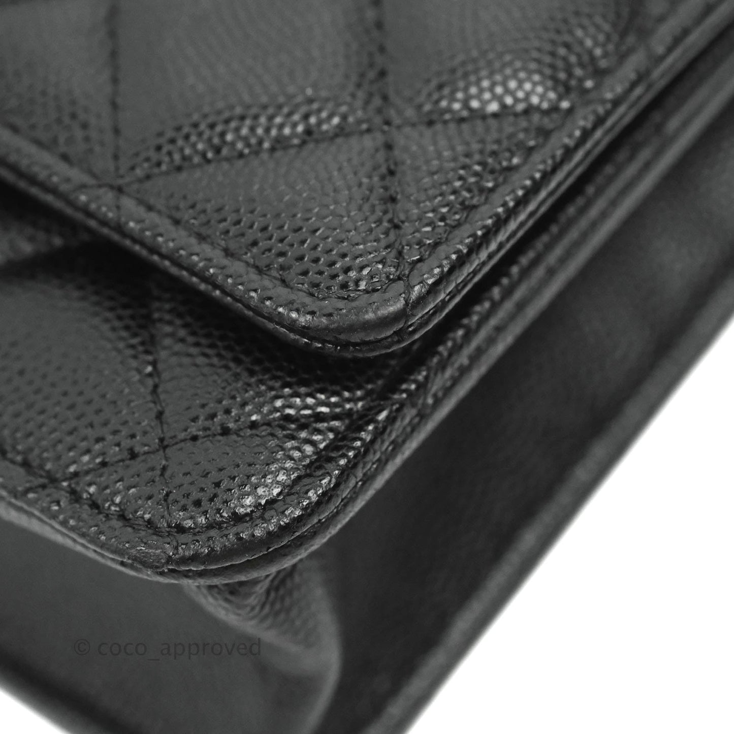 Chanel Quilted WOC Black Caviar Gold Hardware With Charms