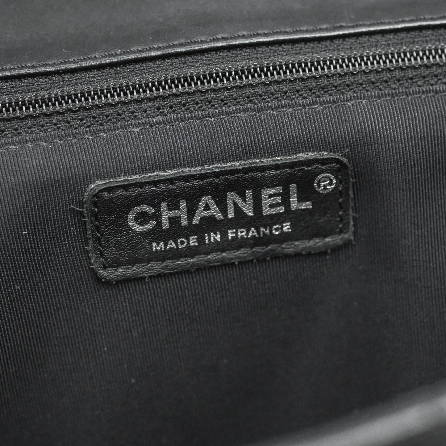 Chanel Surpique Chevron Medium Flap Black Silver Hardware