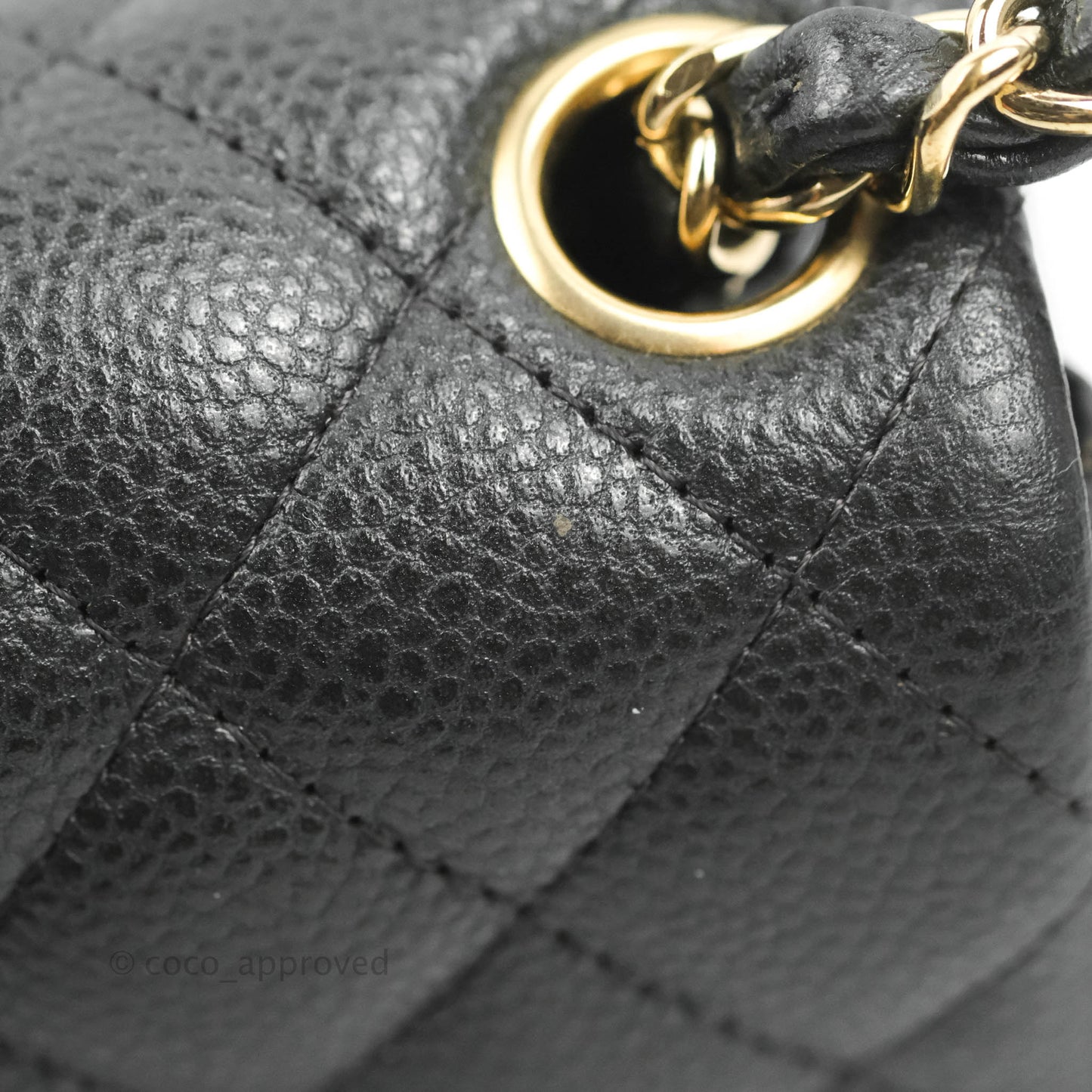 Chanel Quilted Mini Square Flap Bag Pearly Black Caviar Gold Hardware