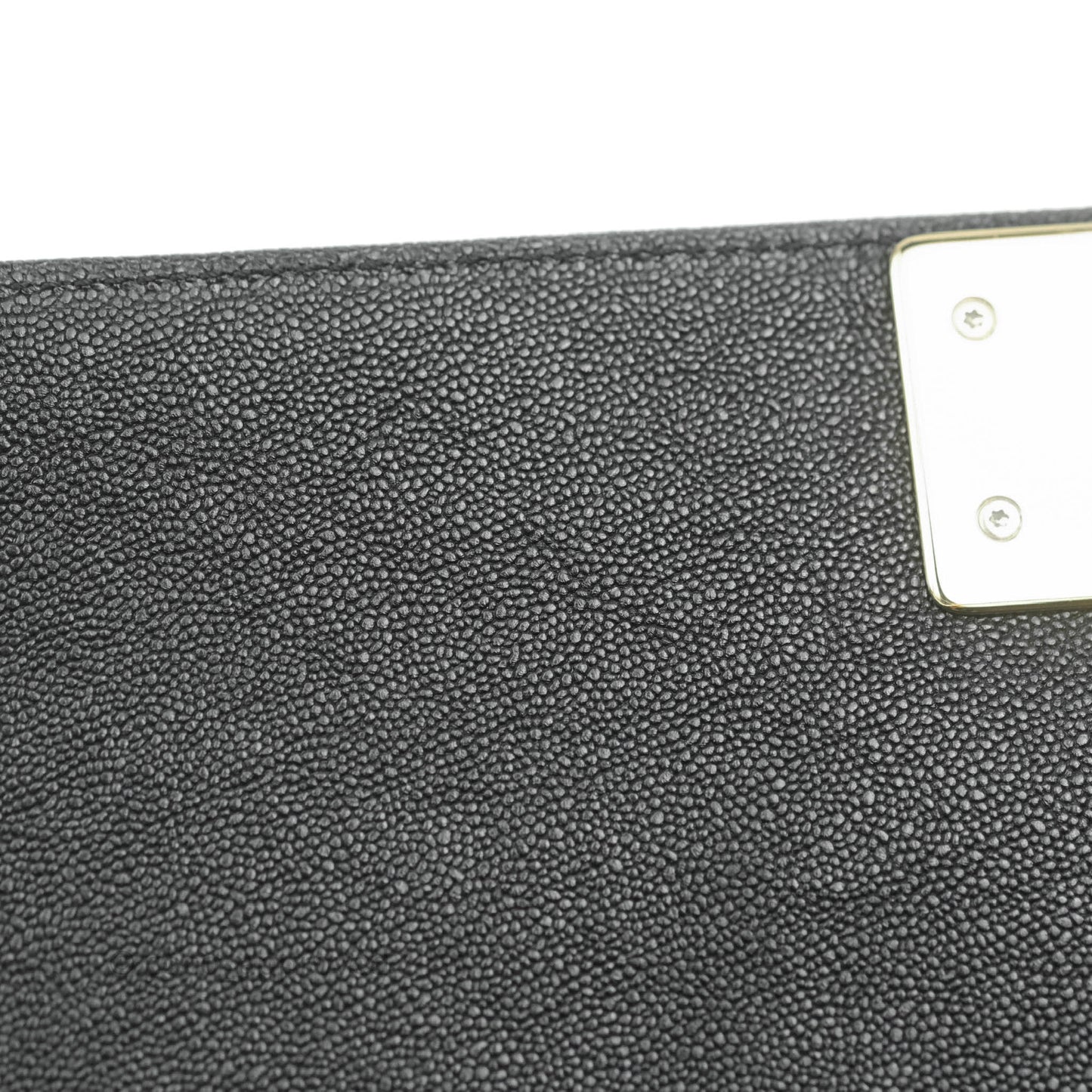 Chanel Chevron Medium Boy Black Grained Calfskin Gold Hardware