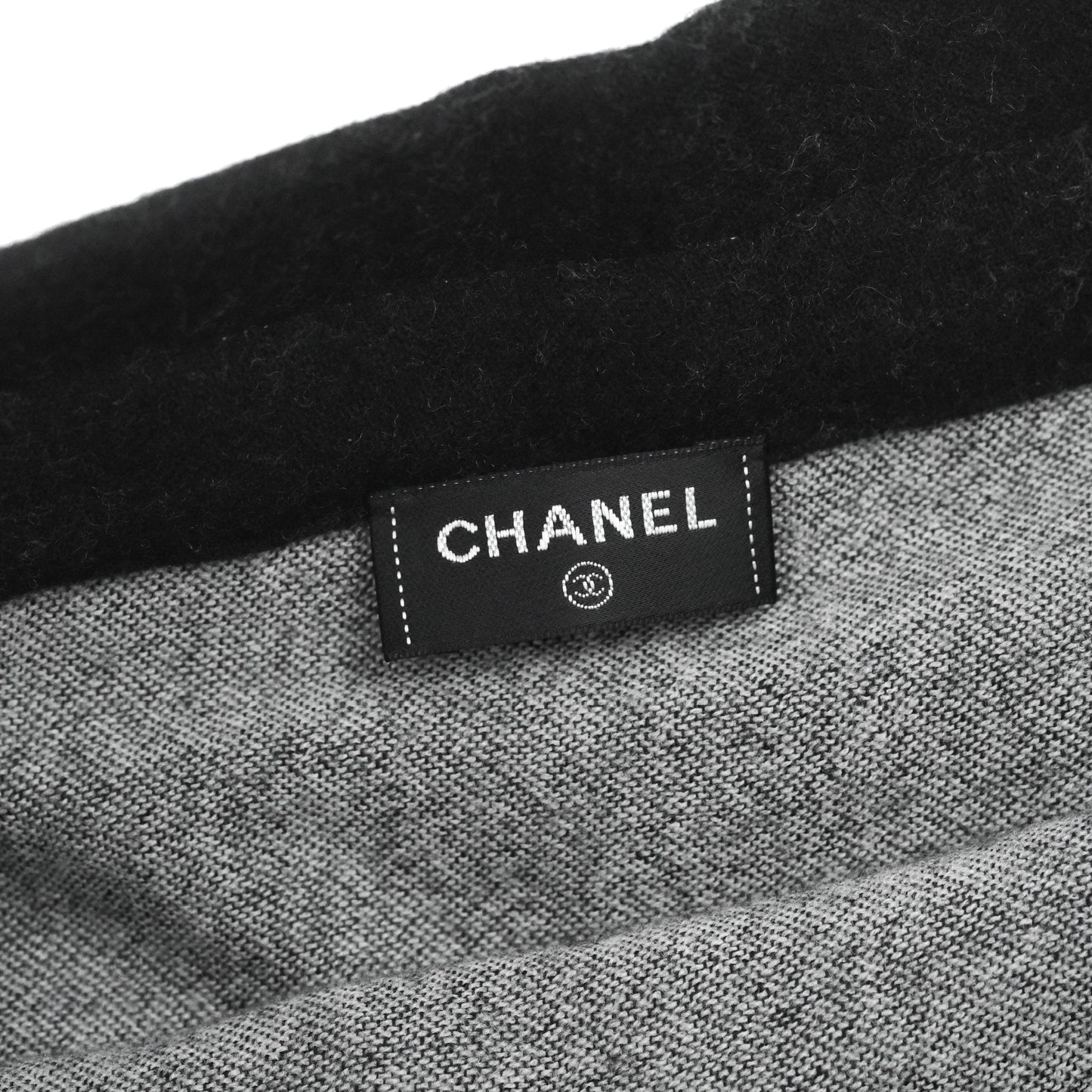 Chanel Travel Set Blanket & Sleep Eye Mask Black/Grey Wool/Silk