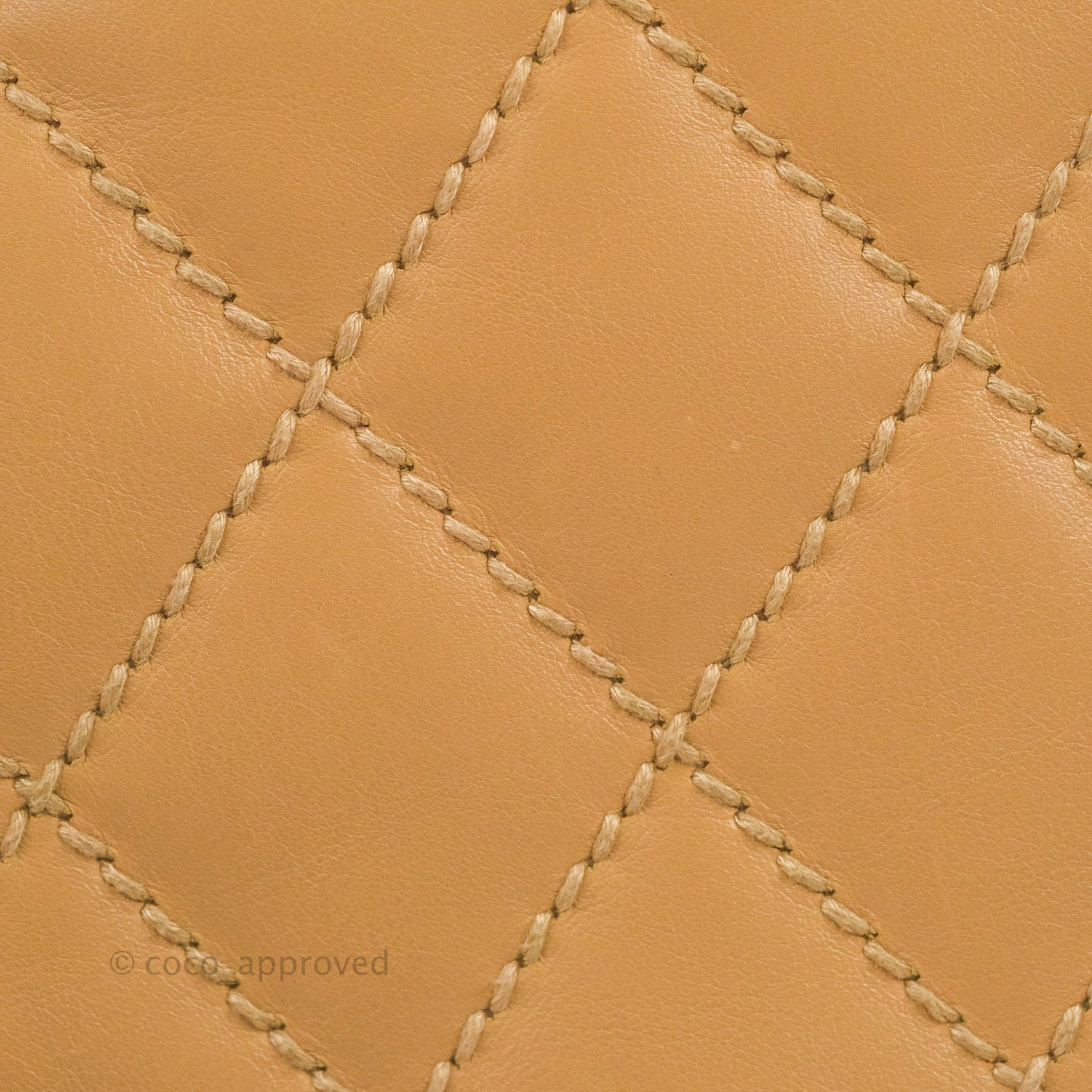 Chanel Vintage Quilted CC Tote Bag Beige Calfskin Gold Hardware