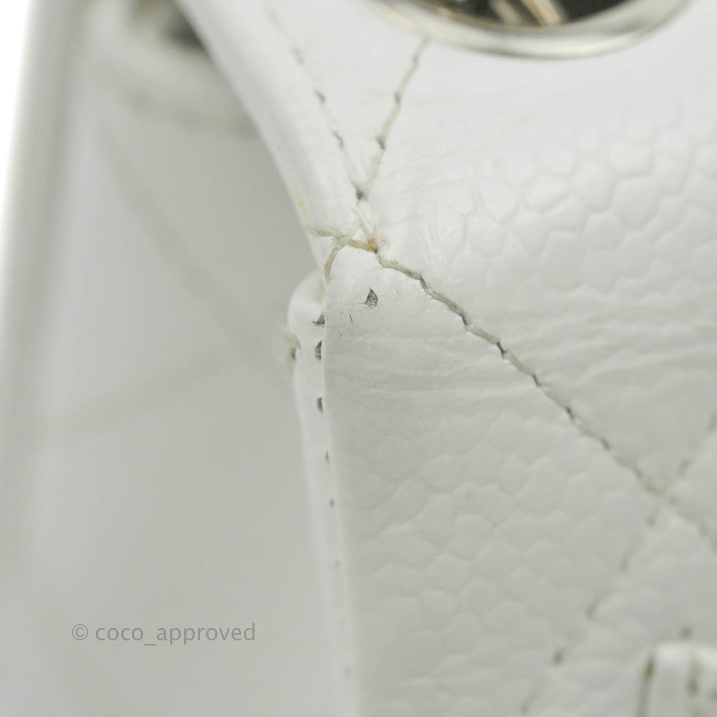 Chanel Quilted Vintage Mini Square Flap White Caviar Silver Hardware