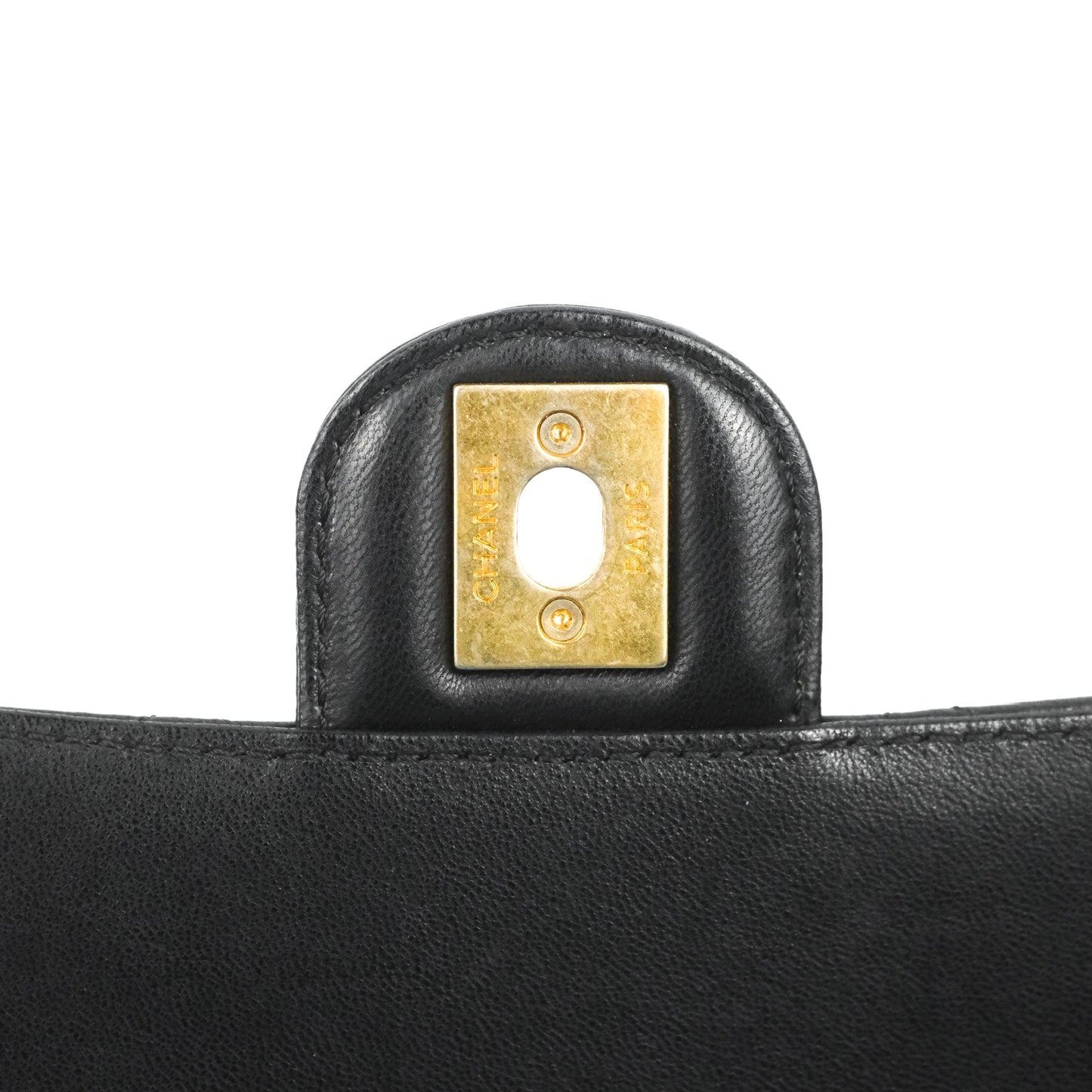 Chanel Mini Flap on Chain Black Calfskin Aged Gold Hardware