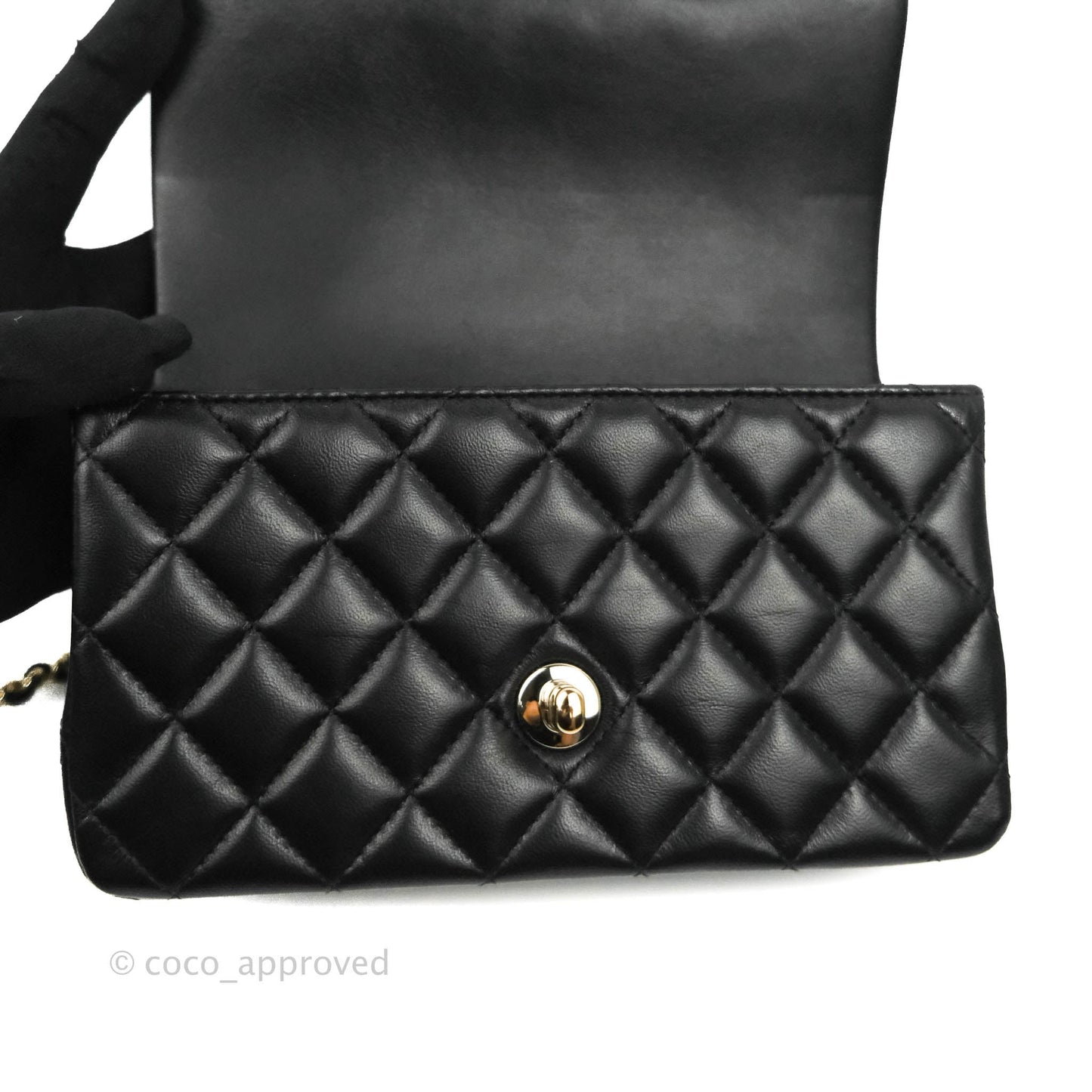 Chanel Top Handle Mini Rectangular Flap Bag Black Lambskin Gold Hardware