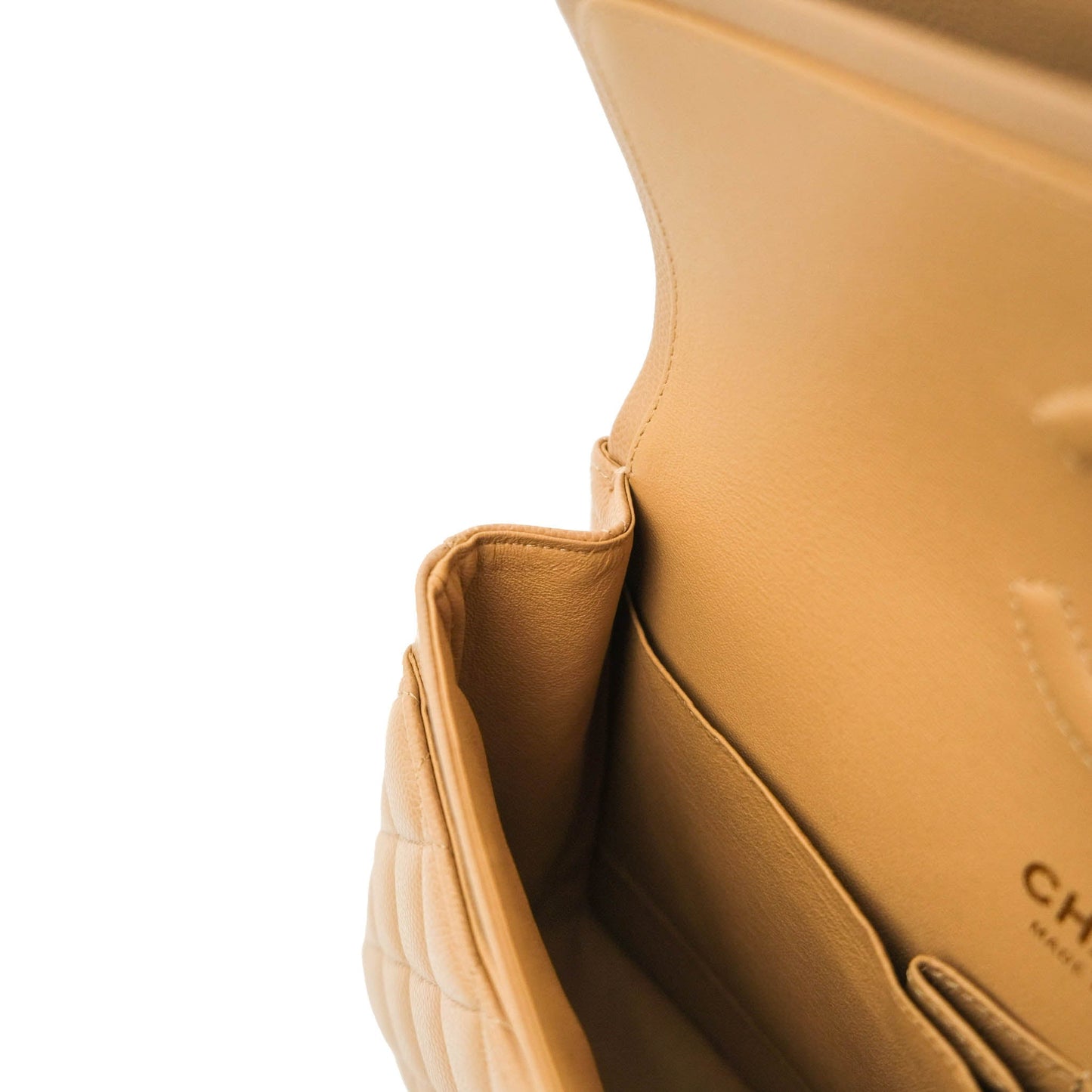 Chanel Classic M/L Medium Double Flap Dark Beige Caviar Gold Hardware 19B