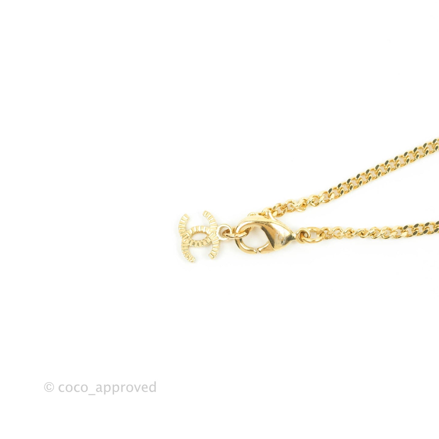 Chanel CC Pendant Necklace Gold Black White Crystal