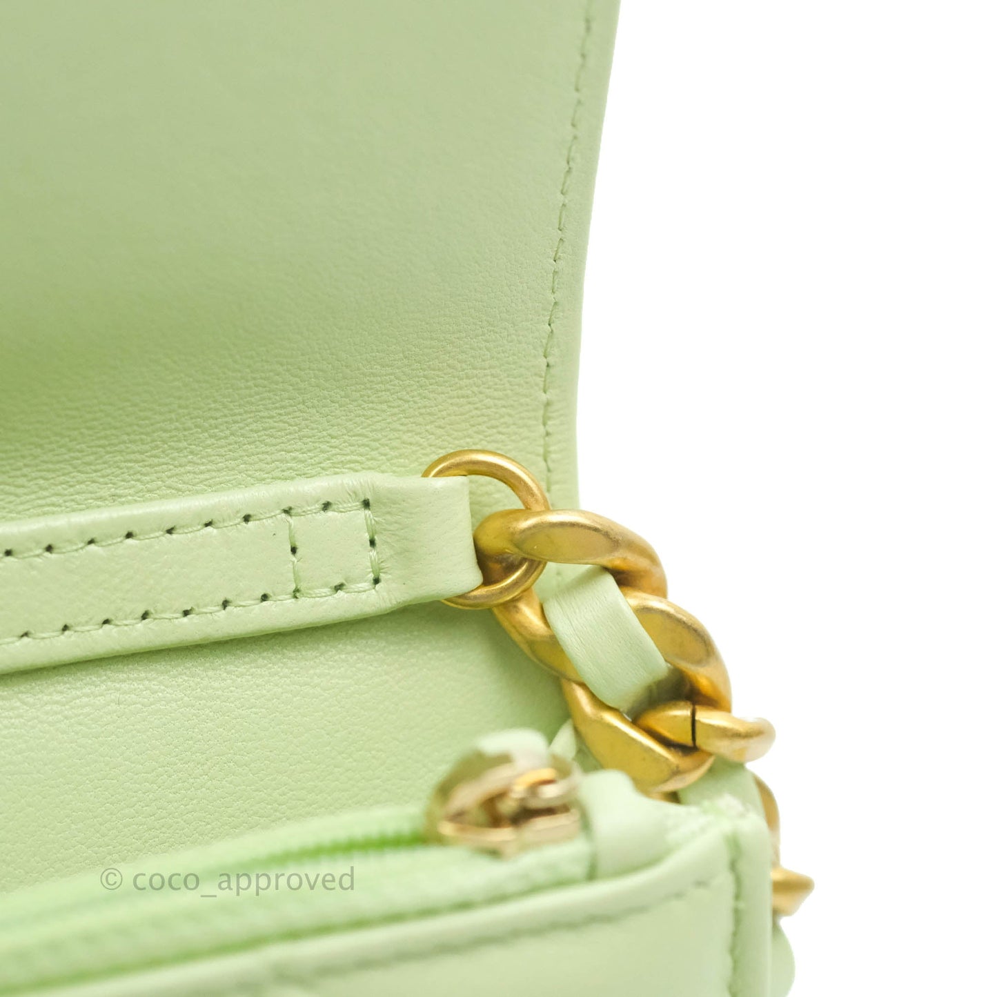 Chanel 19 Mini Clutch with Chain Light Green Lambskin Mixed Hardware 22C