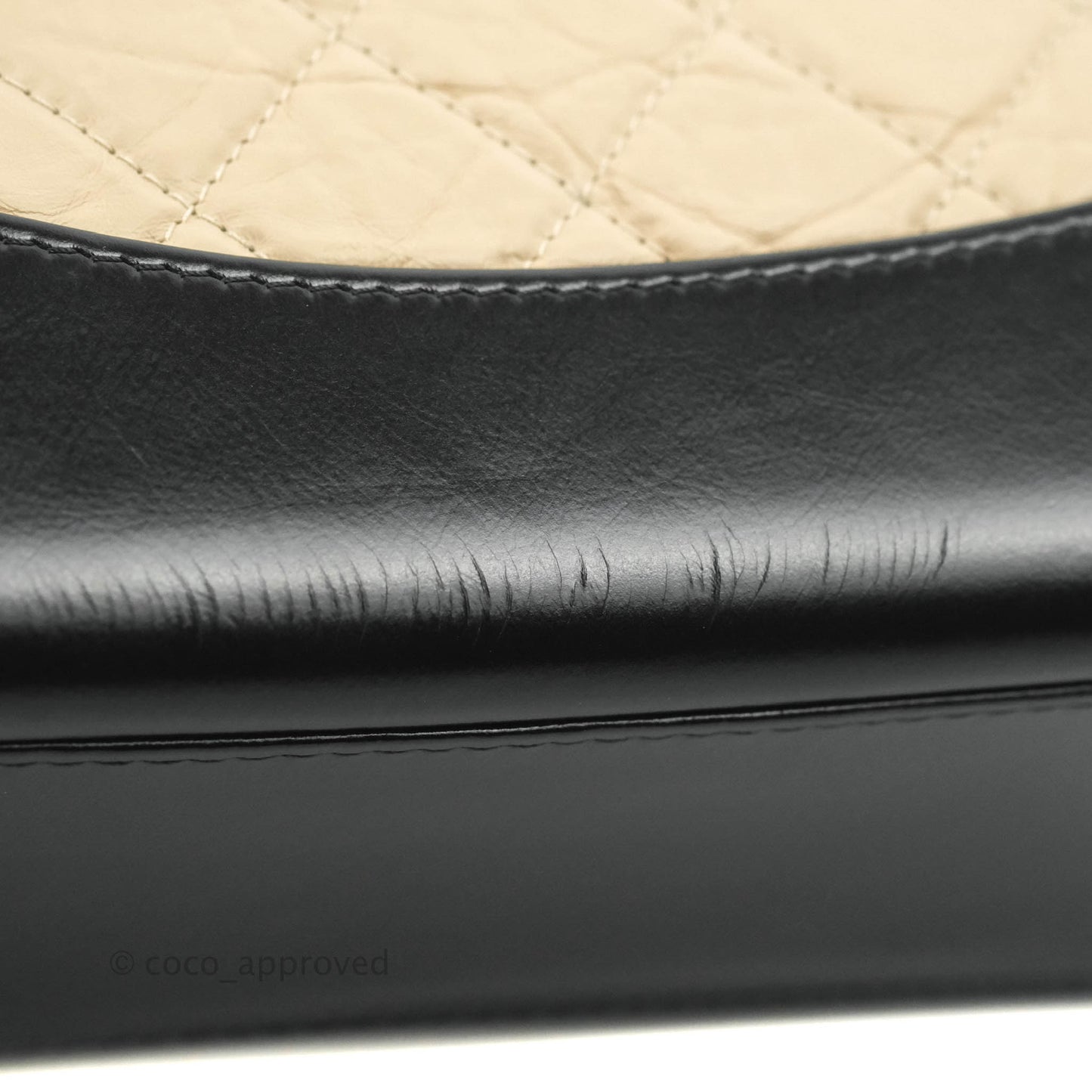 Chanel Small Gabrielle Backpack Beige Black Aged Calfskin