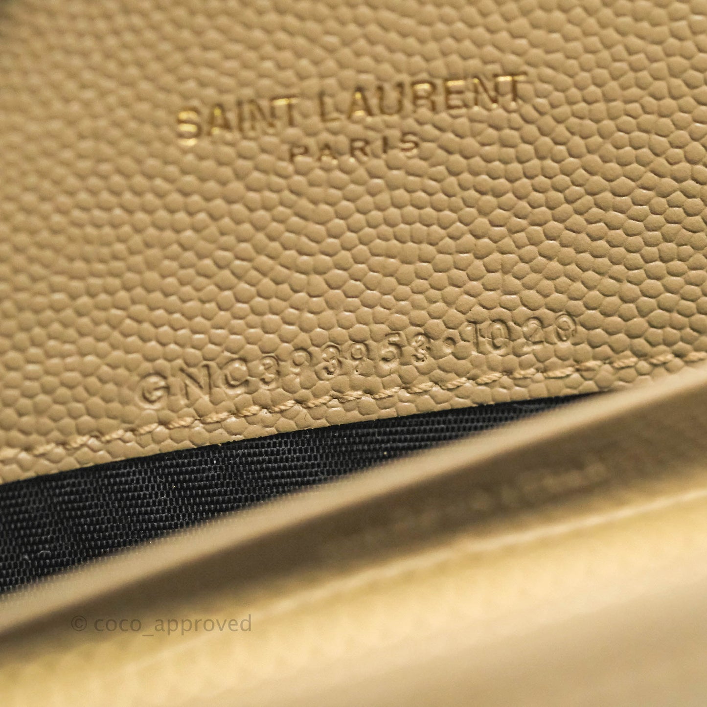 Saint Laurent Small Wallet on Chain Beige Grained Leather Gold Hardware