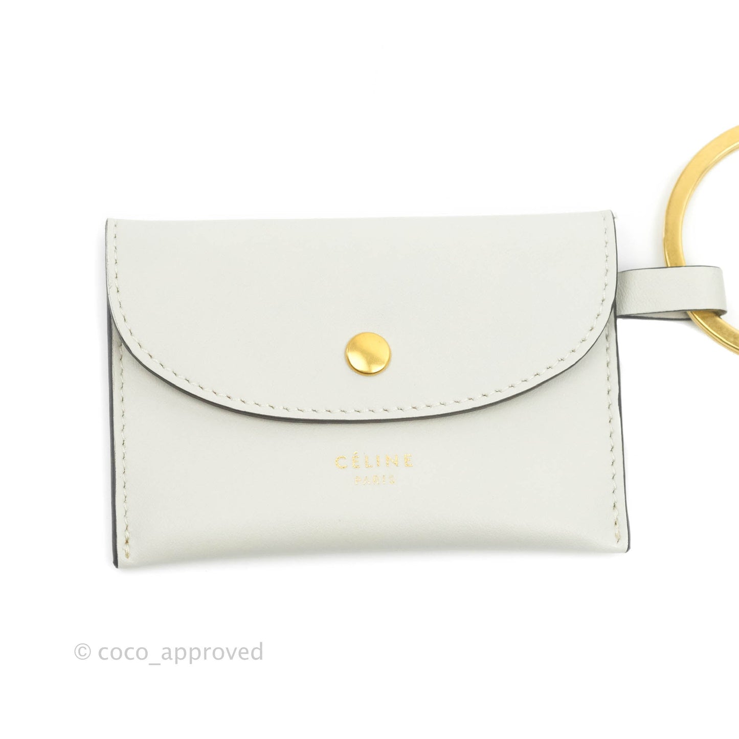 Celine Multi Key Ring Coin Card Case Light Grey Calfskin