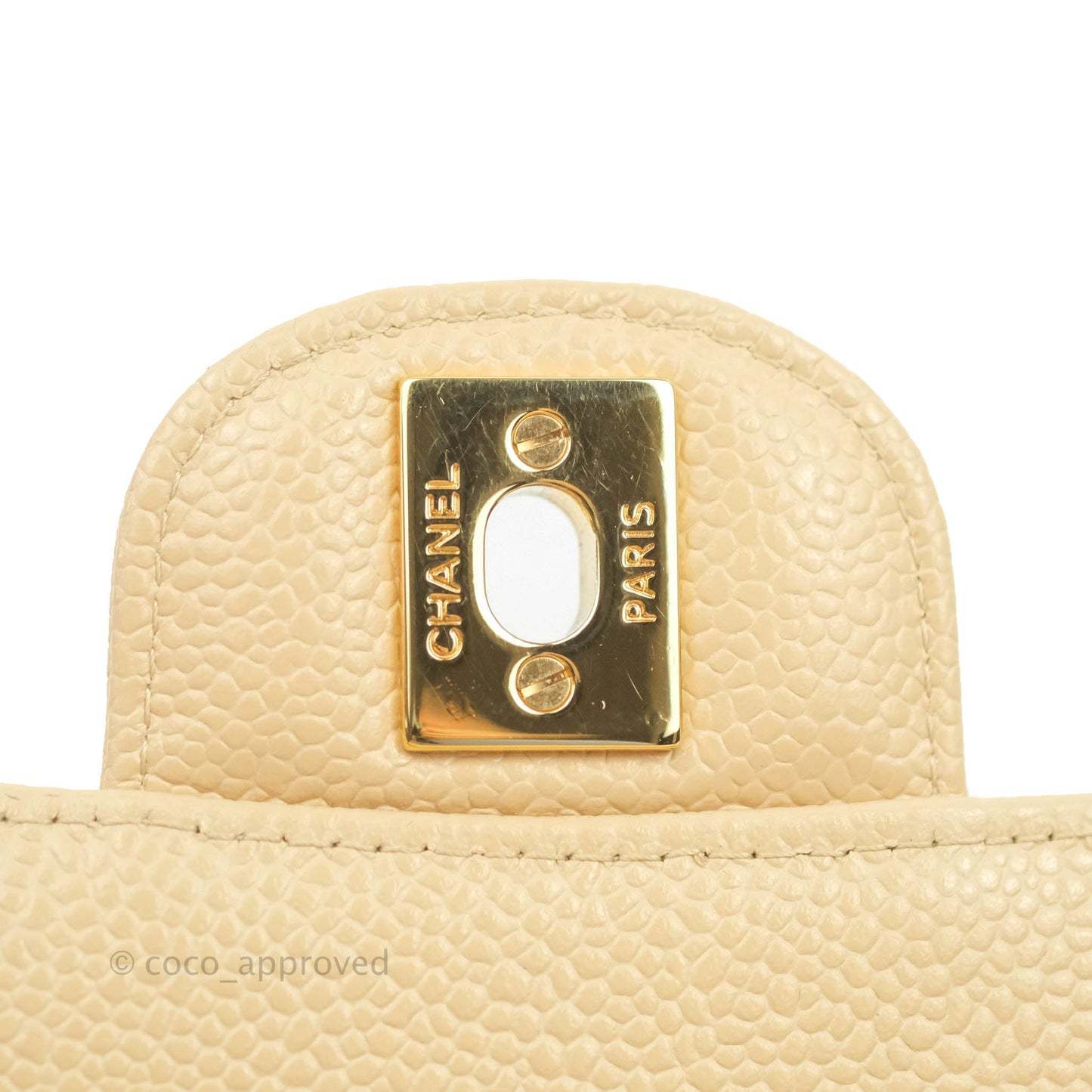Chanel Classic M/L Medium Flap Quilted Beige Caviar Gold Hardware