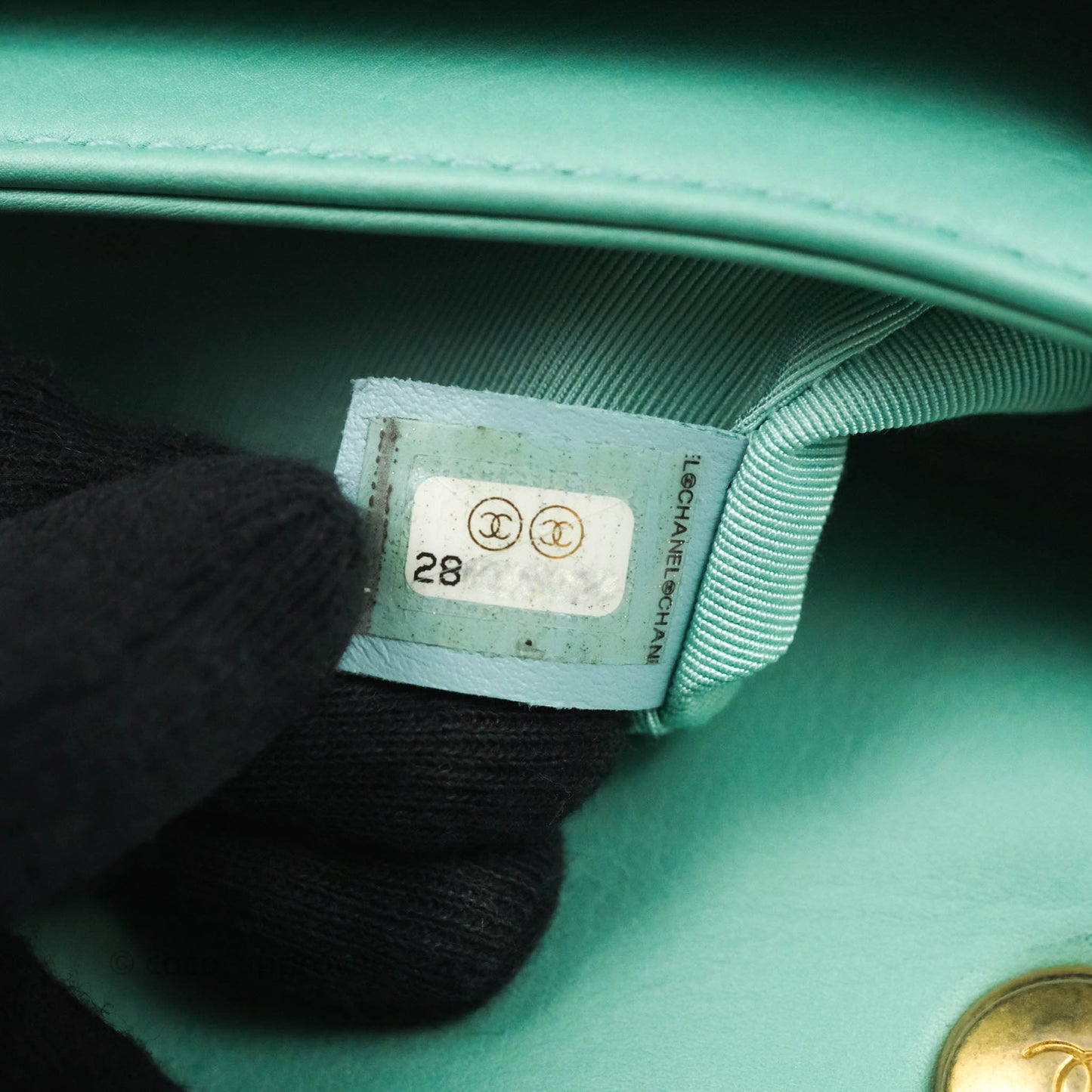 Chanel Quilted Small Day Trip Tiffany Blue Green Lambskin Aged Gold Hardware