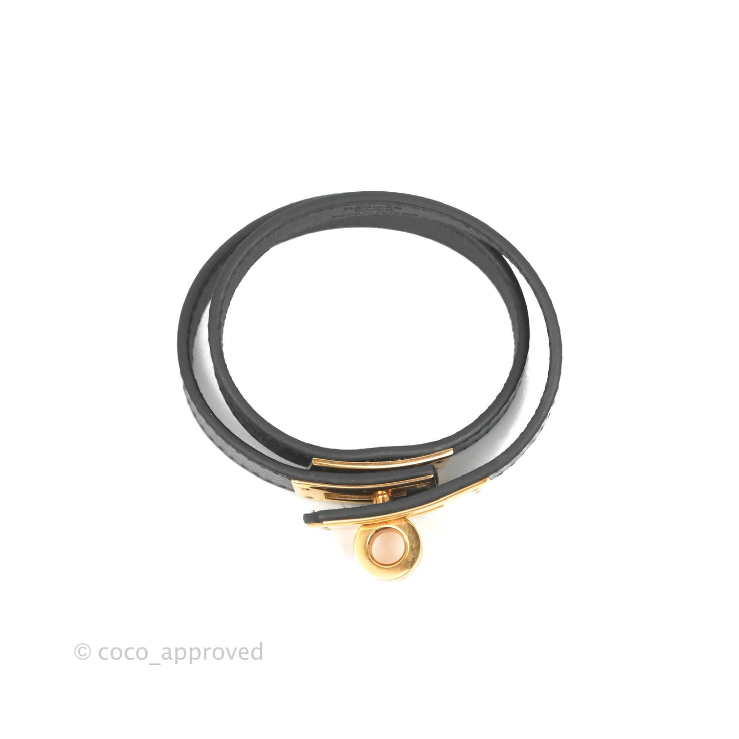 Hermès Kelly Double Tour Bracelet Black Epsom Rose Gold Hardware