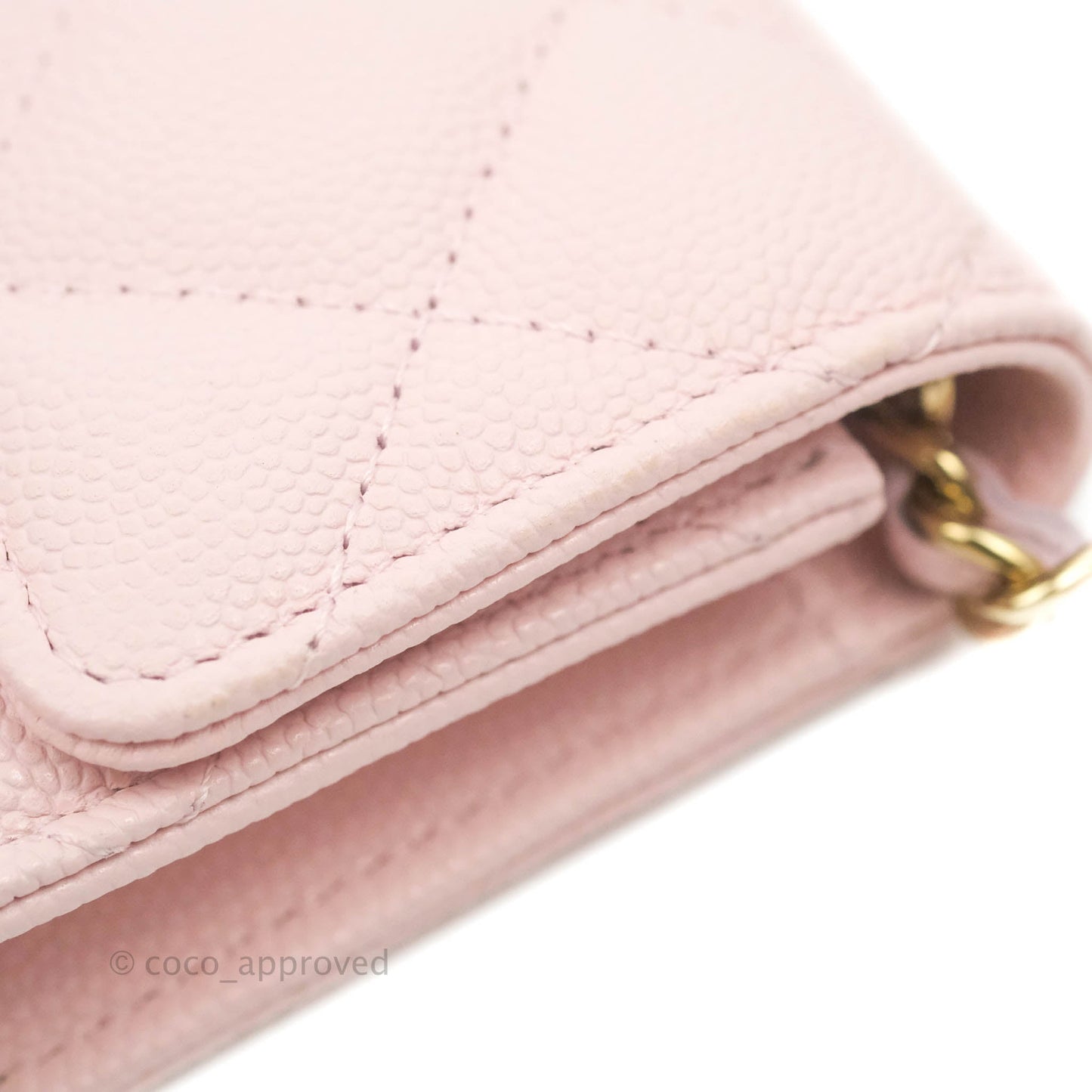 Chanel Mini Wallet With Chain Light Pink Caviar Gold Hardware