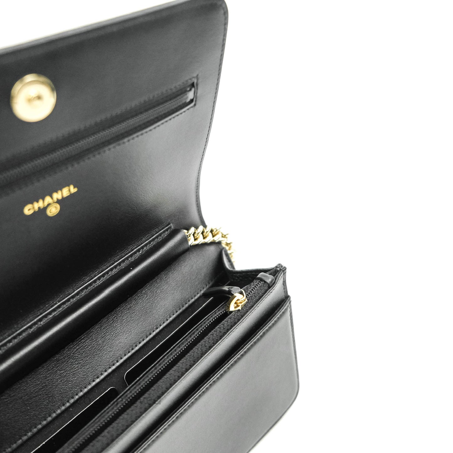 Chanel Quilted Boy Wallet on Chain WOC Black Caviar Gold Hardware