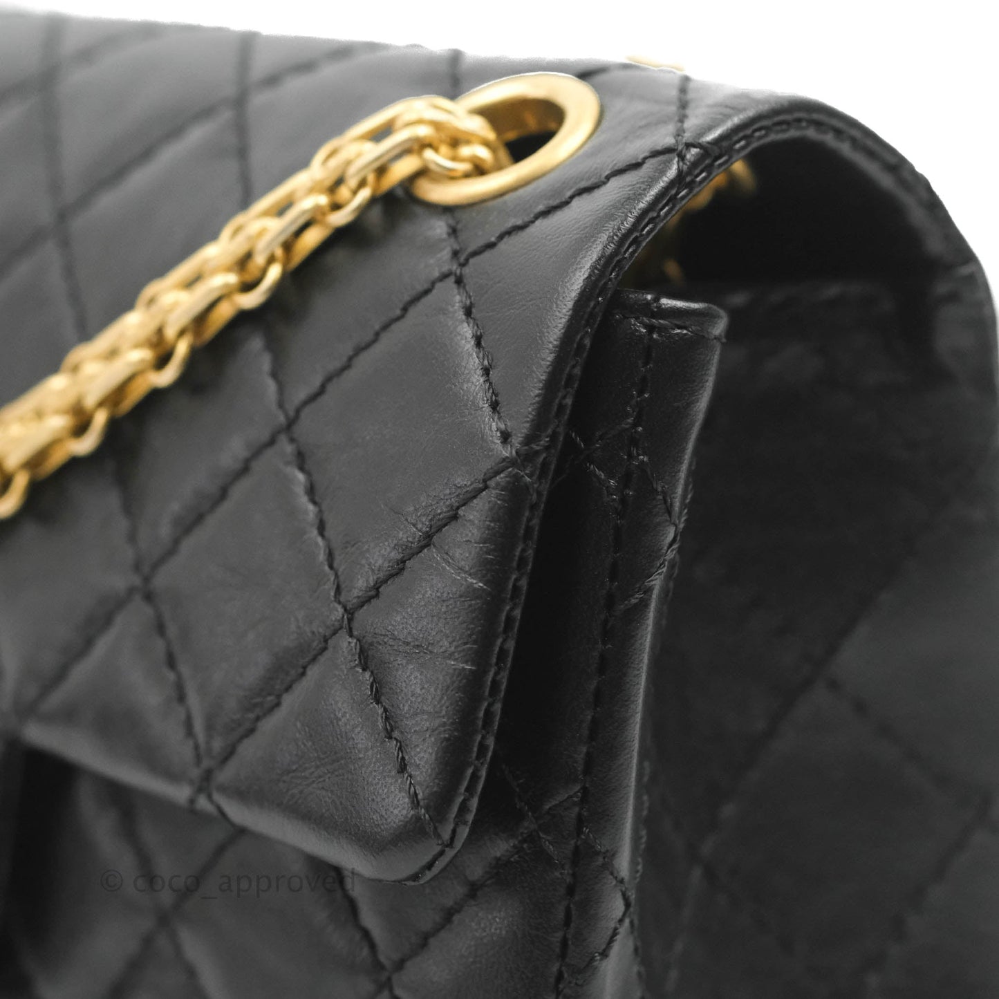 Chanel Mini Reissue 224 Black Aged Calfskin Aged Gold Hardware