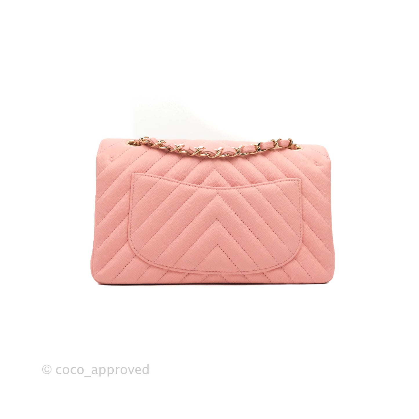Chanel Classic Chevron S/M Small Double Flap Pink Caviar Gold Hardware