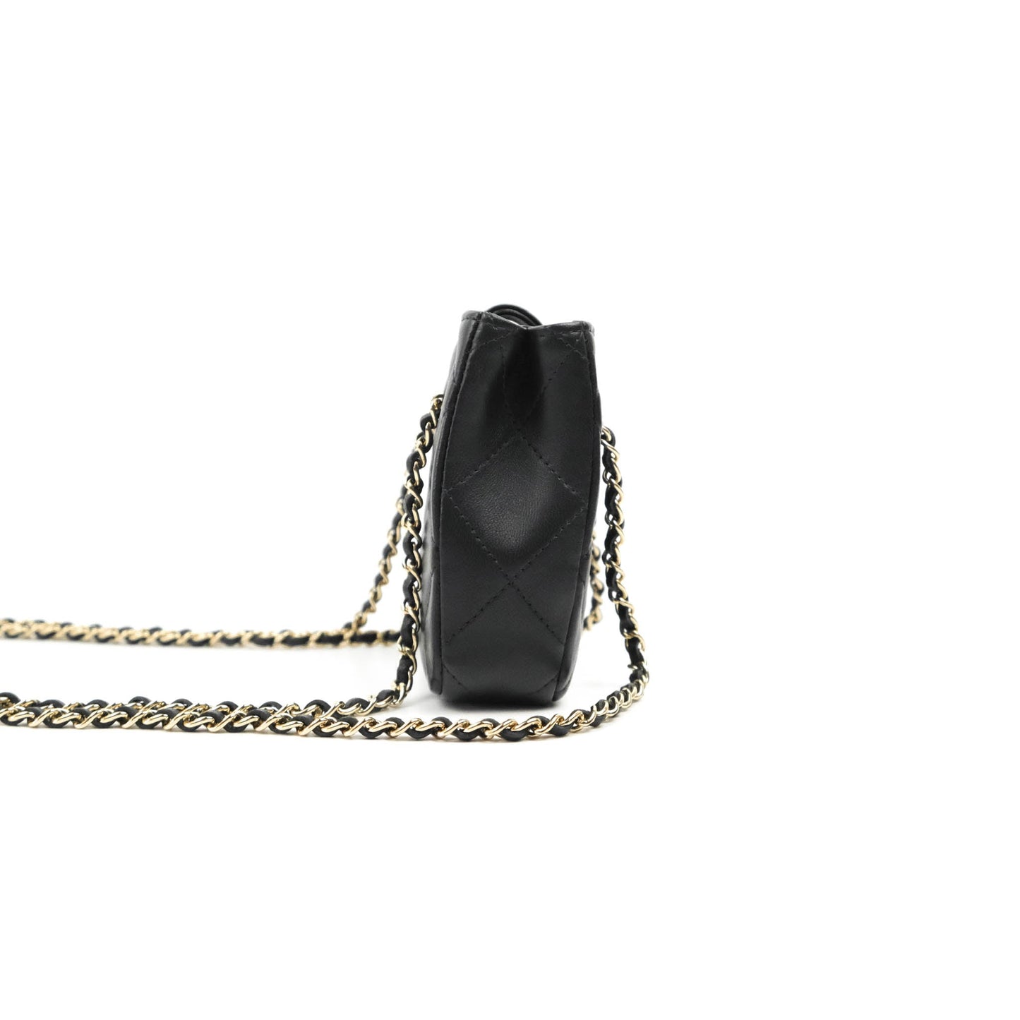 Chanel Mini Clutch With Chain Black Lambskin Gold Hardware 22C