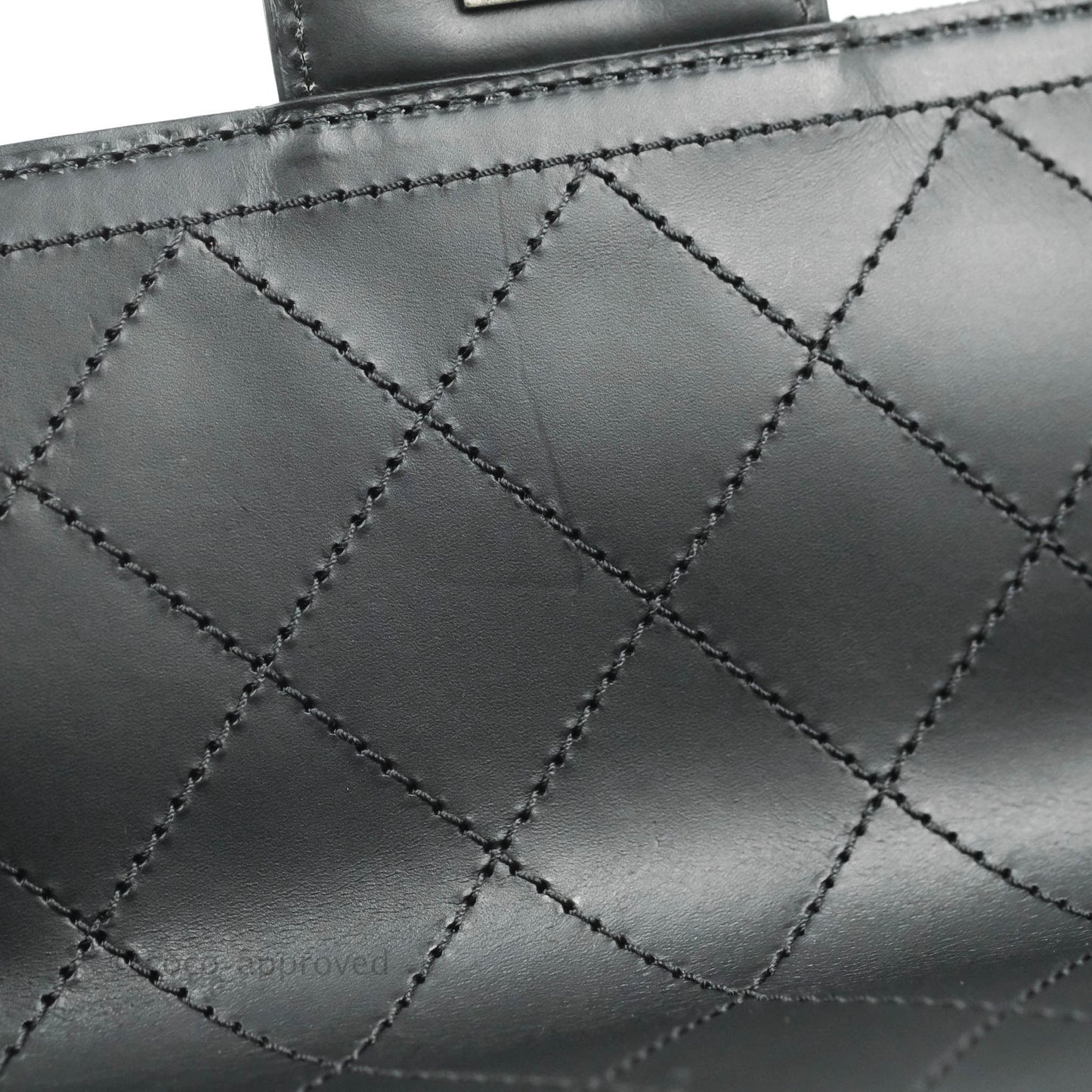 Chanel Quilted CC Top Handle with Chain Dark Navy Fabric Ruthenium Hardware 15P