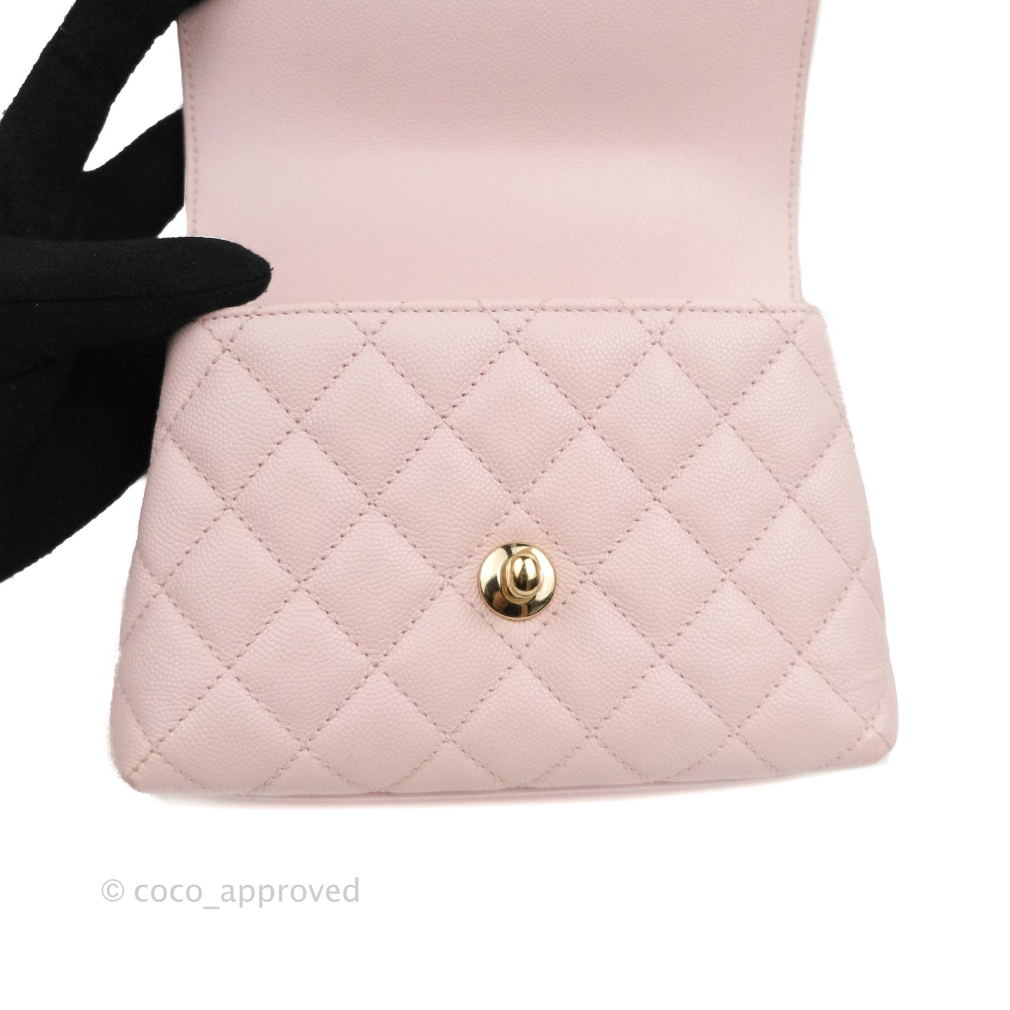 Chanel Mini Coco Handle Quilted Light Pink Caviar Gold Hardware