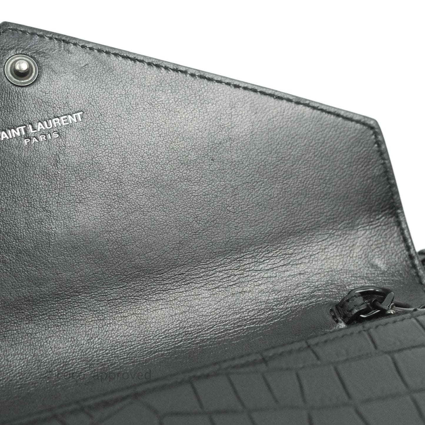 Saint Laurent Wallet on Chain So Black Crocodile-embossed Leather