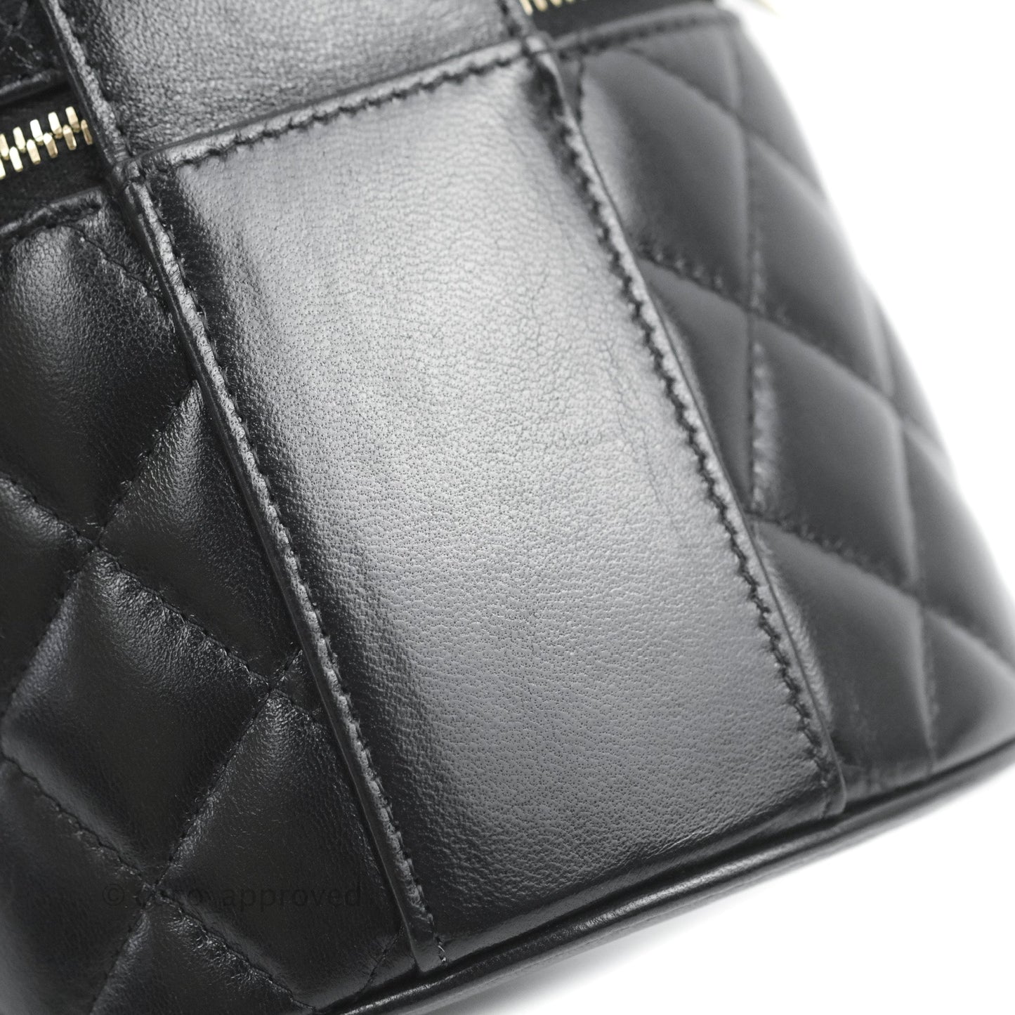 Chanel Small Top Handle Vanity Case Black Shiny Lambskin Gold Hardware 22S