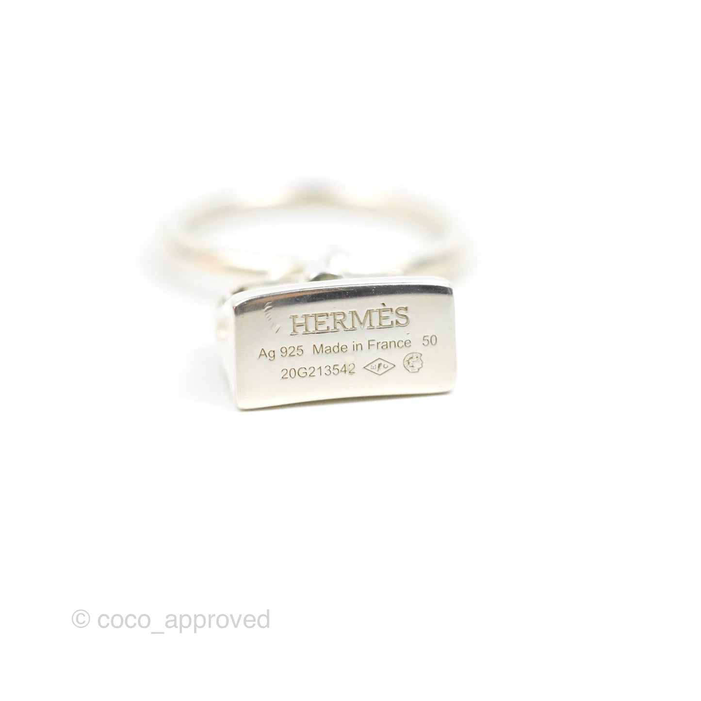 Hermès Amulettes Kelly Ring Sterling Silver Size 50