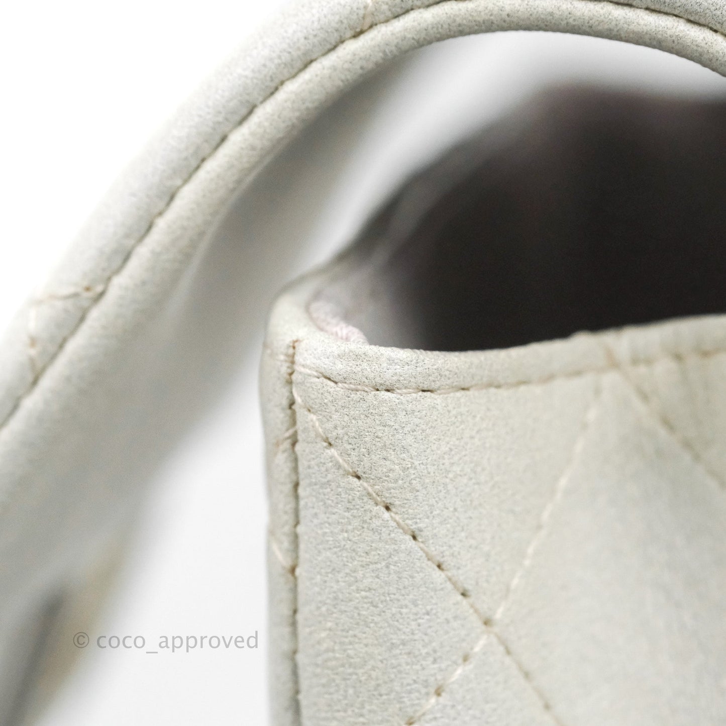 Chanel Top Handle Mini Rectangular Flap Bag Iridescent White Lambskin Aged Gold Hardware