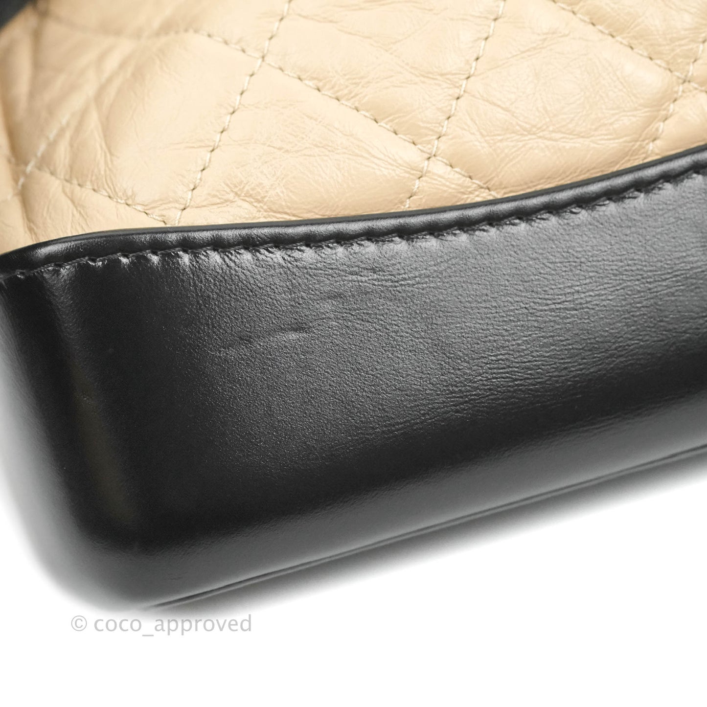 Chanel Small Gabrielle Backpack Beige Black Aged Calfskin