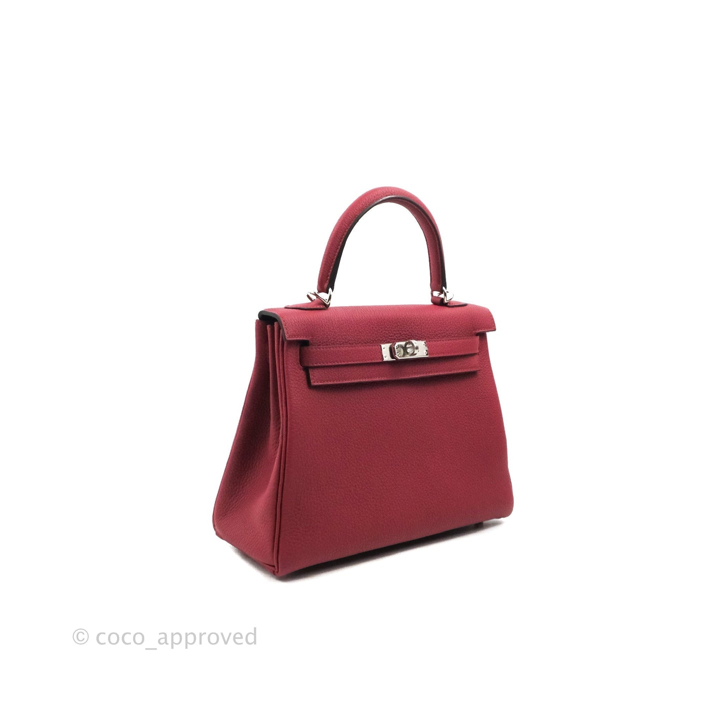 DM/email us to purchase - Hermes Kelly Retourne 25 Togo Rouge Grenat K1 Palladium Hardware