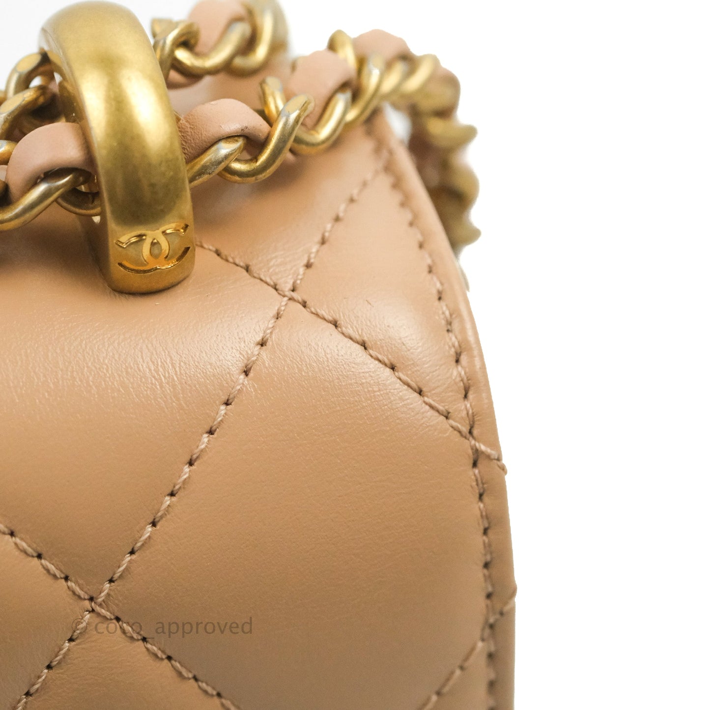 Chanel Quilted Perfect Fit Adjustable Beige Calfskin Gold Hardware 21A