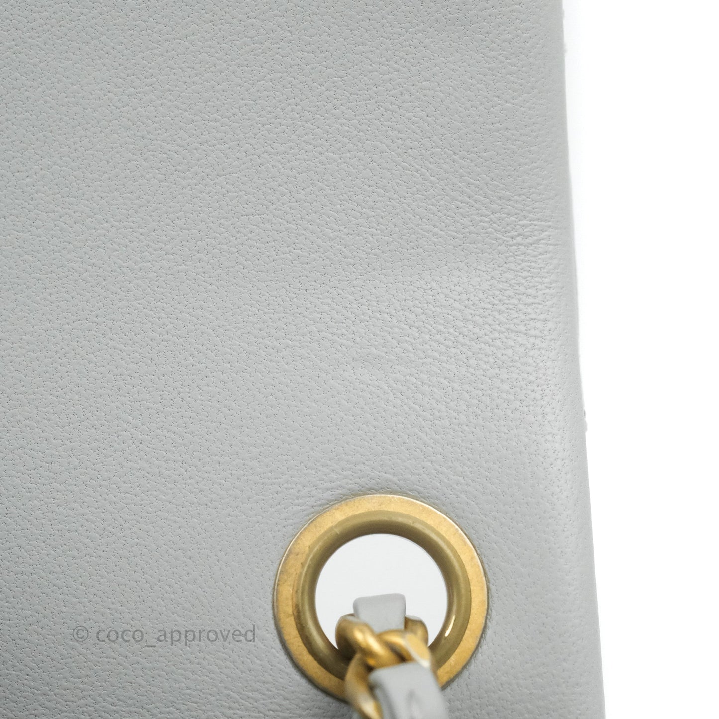 Chanel Quilted Mini Rectangular Pearl Crush Light Grey Lambskin Aged Gold Hardware