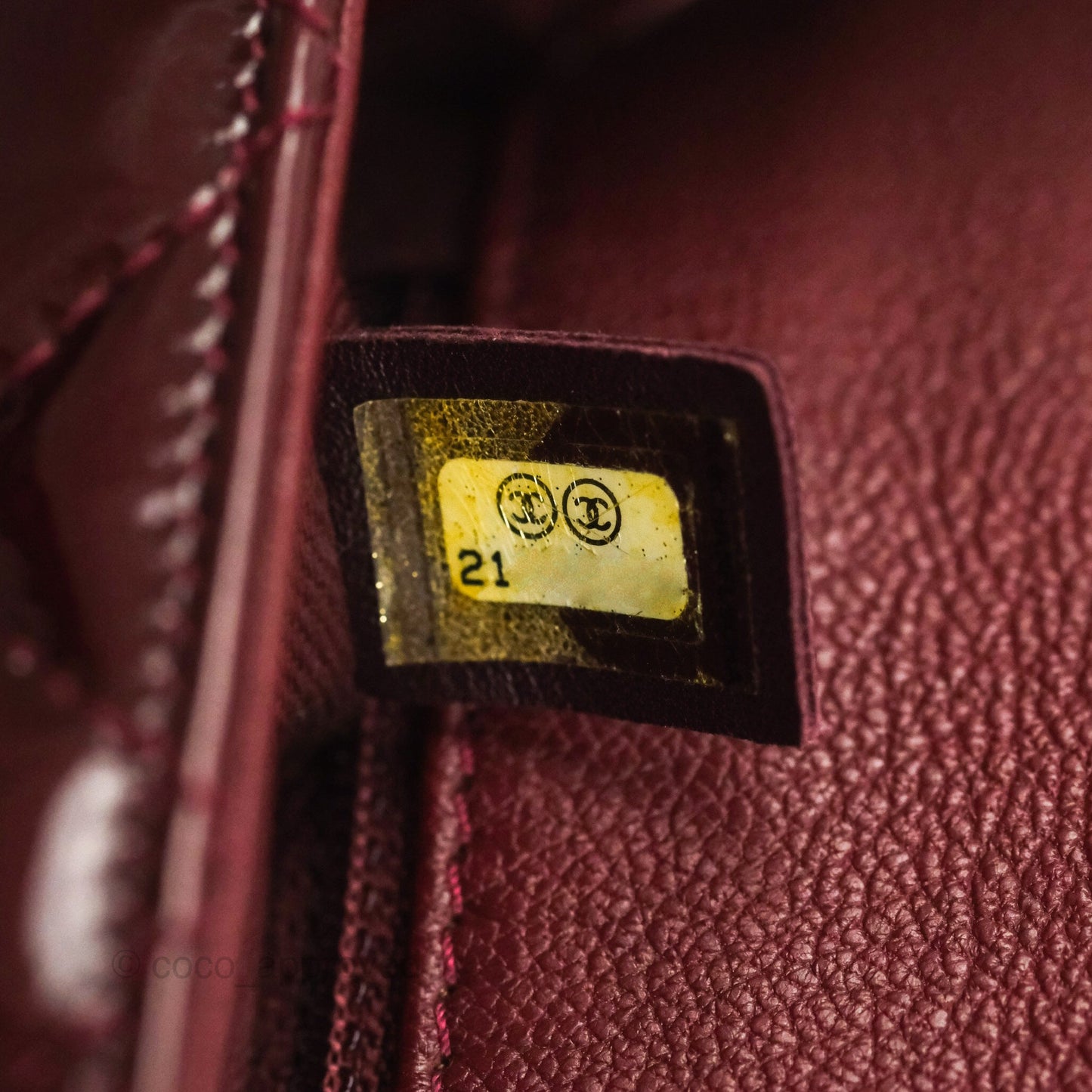Chanel Quilted CC Eyelet Flap Burgundy Patent Goatskin Antique Gold Hardware