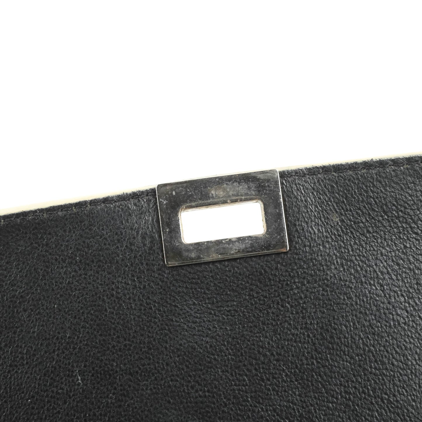 Celine Small Sleek Calfskin Tri-Color Trapeze Ivory Black Raffia
