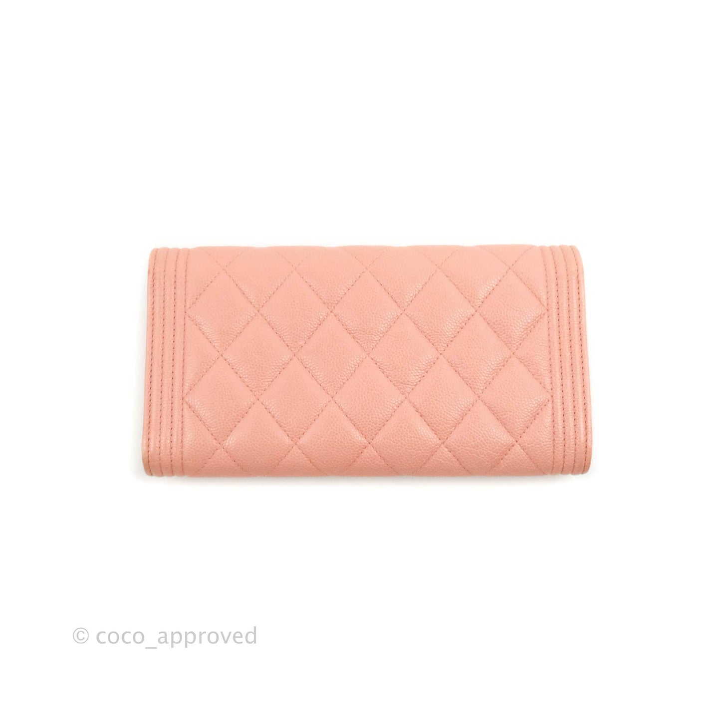 Chanel Quilted Boy Flap Long Wallet Pink Caviar Aged Gold Hardware