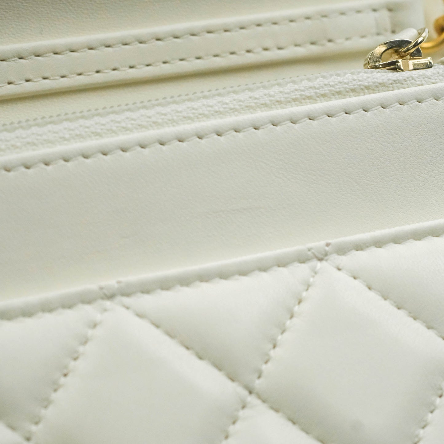 Chanel Quilted Pearl Crush Wallet on Chain WOC White Lambskin Aged Gold Hardware