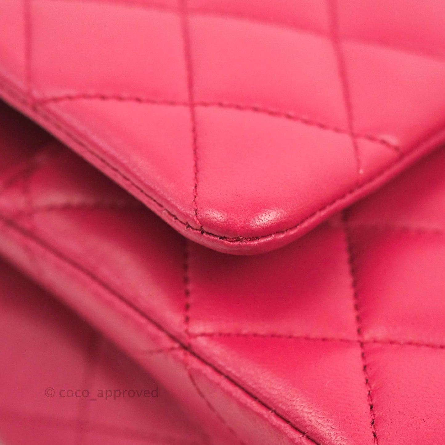 Chanel Classic Quilted M/L Medium Flap Dark Pink Lambskin Silver Hardware