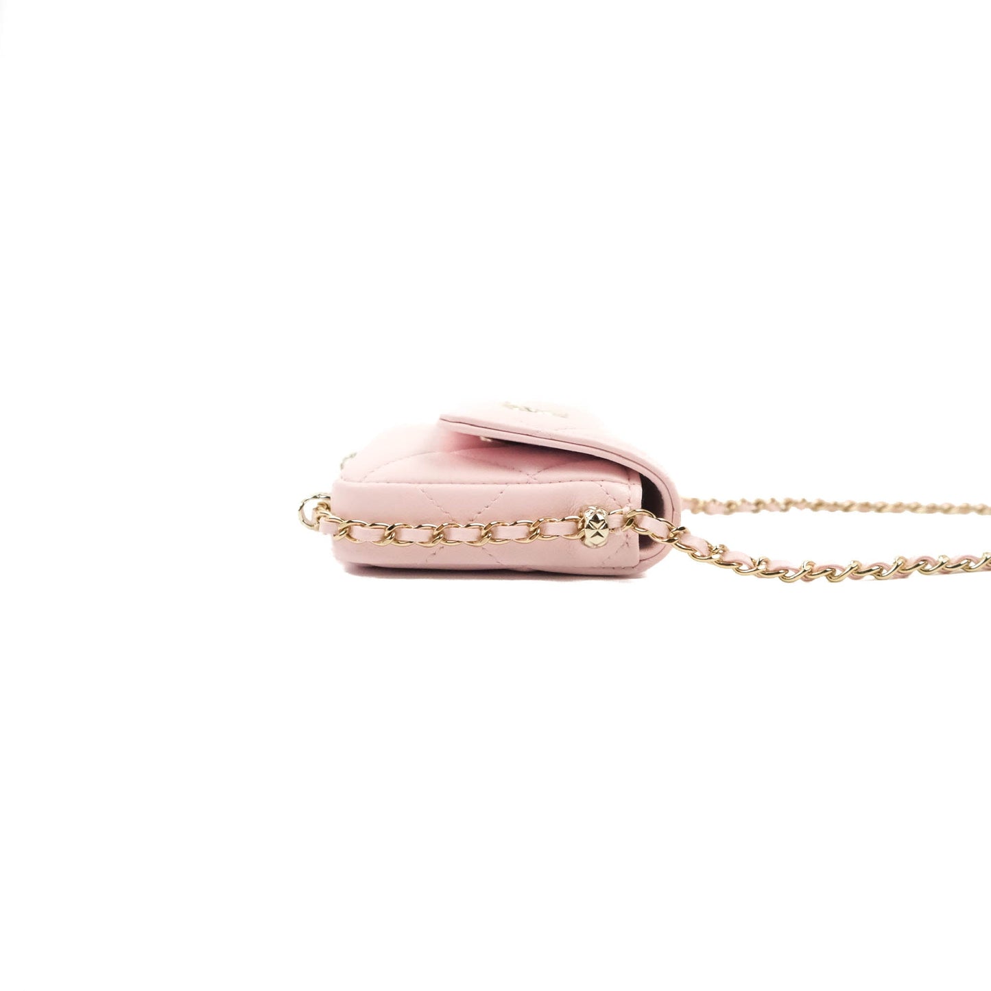 Chanel Mini Clutch With Chain Pink Lambskin Gold Hardware